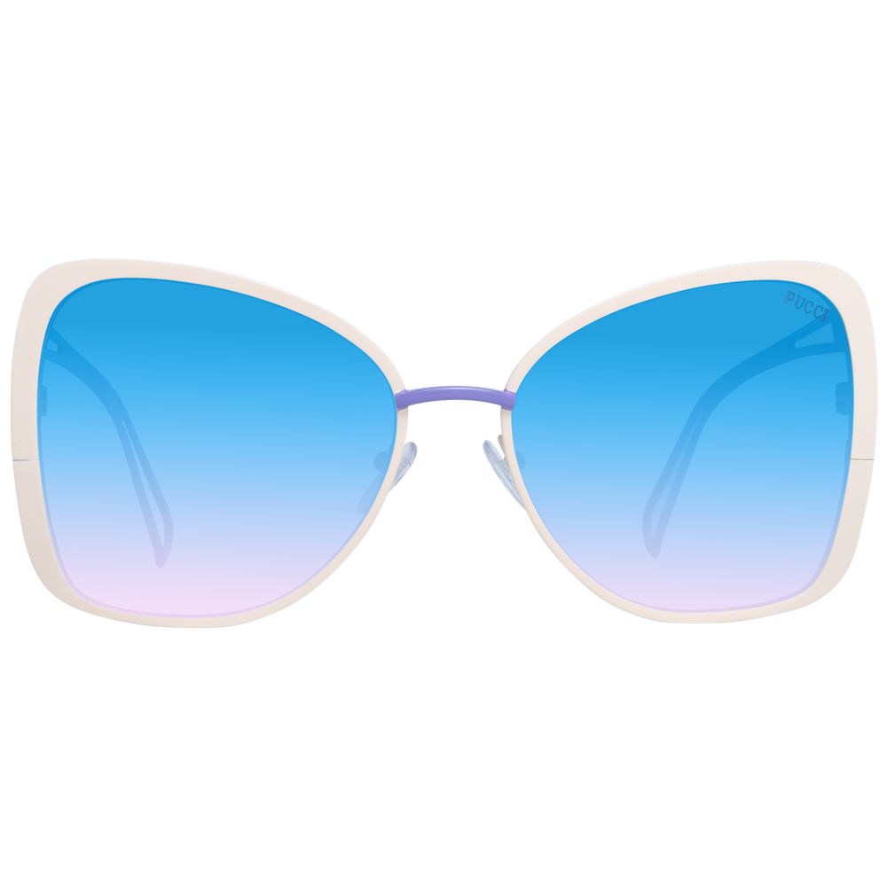 Indulge in the elegance of Emilio Pucci Cream Metal Sunglasses, where exquisite craftsmanship meets luxurious design, perfect for the discerning individual seeking timeless allure.