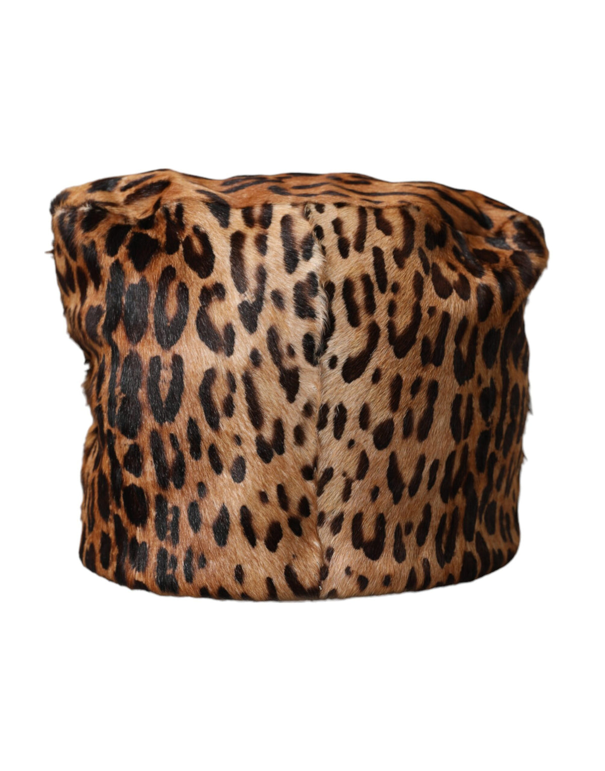 Elevate your style with the Dolce & Gabbana Brown Leopard Fur Bucket Hat, a masterpiece of artisan luxury crafted from premium goat leather, perfect for the discerning individual.