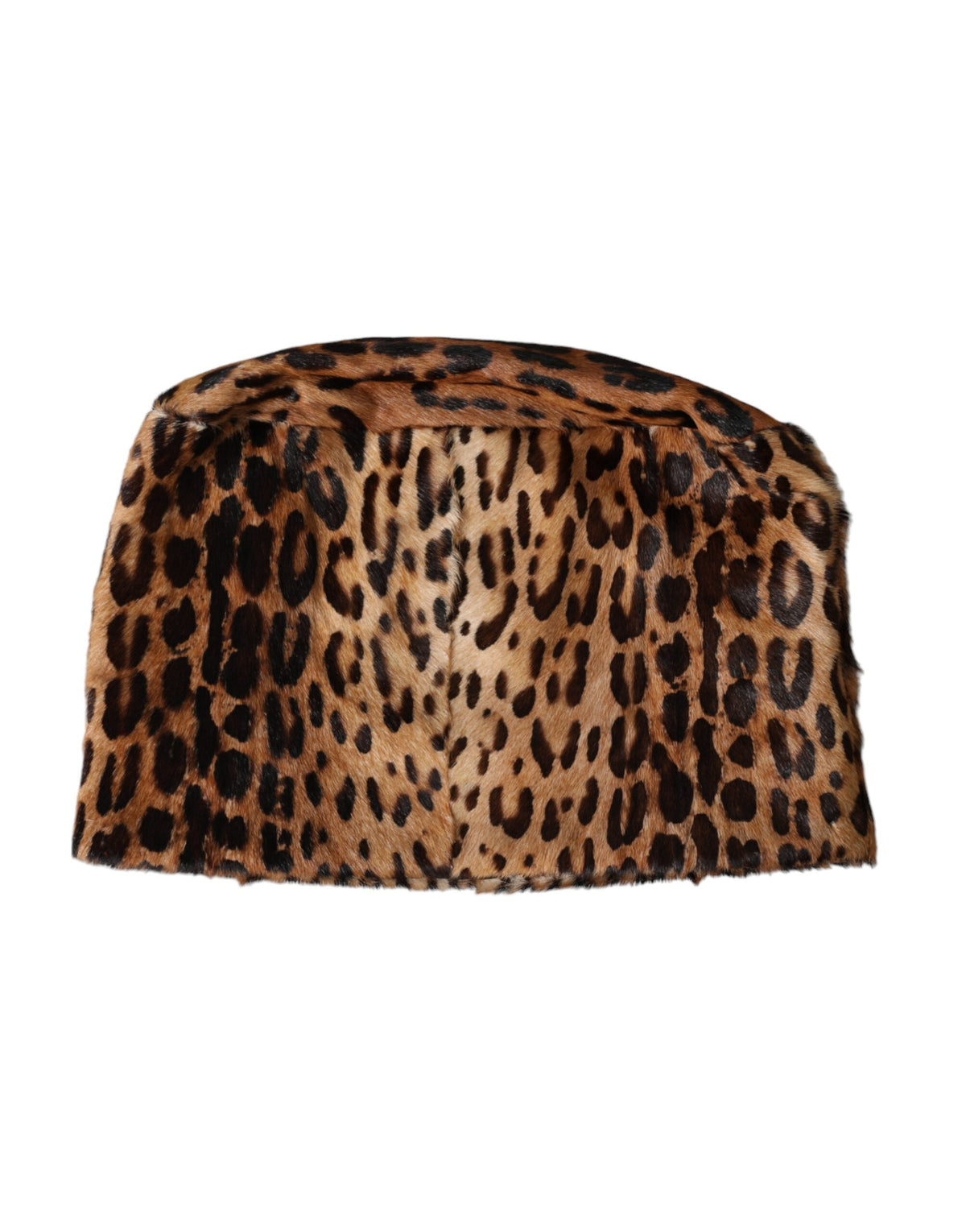 Elevate your style with the Dolce & Gabbana Brown Leopard Fur Bucket Hat, a masterpiece of artisan luxury crafted from premium goat leather, perfect for the discerning individual.
