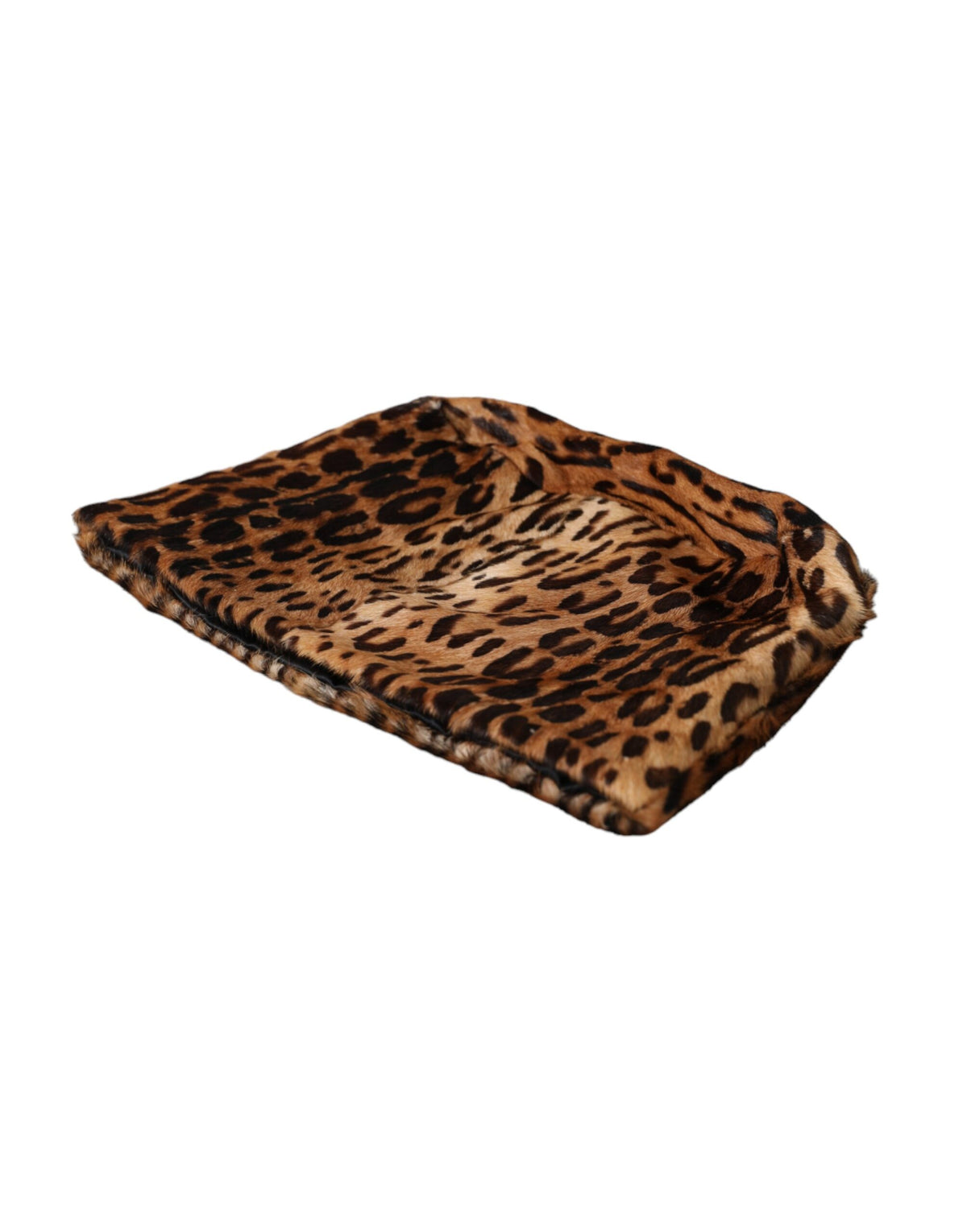 Elevate your style with the Dolce & Gabbana Brown Leopard Fur Bucket Hat, a masterpiece of artisan luxury crafted from premium goat leather, perfect for the discerning individual.