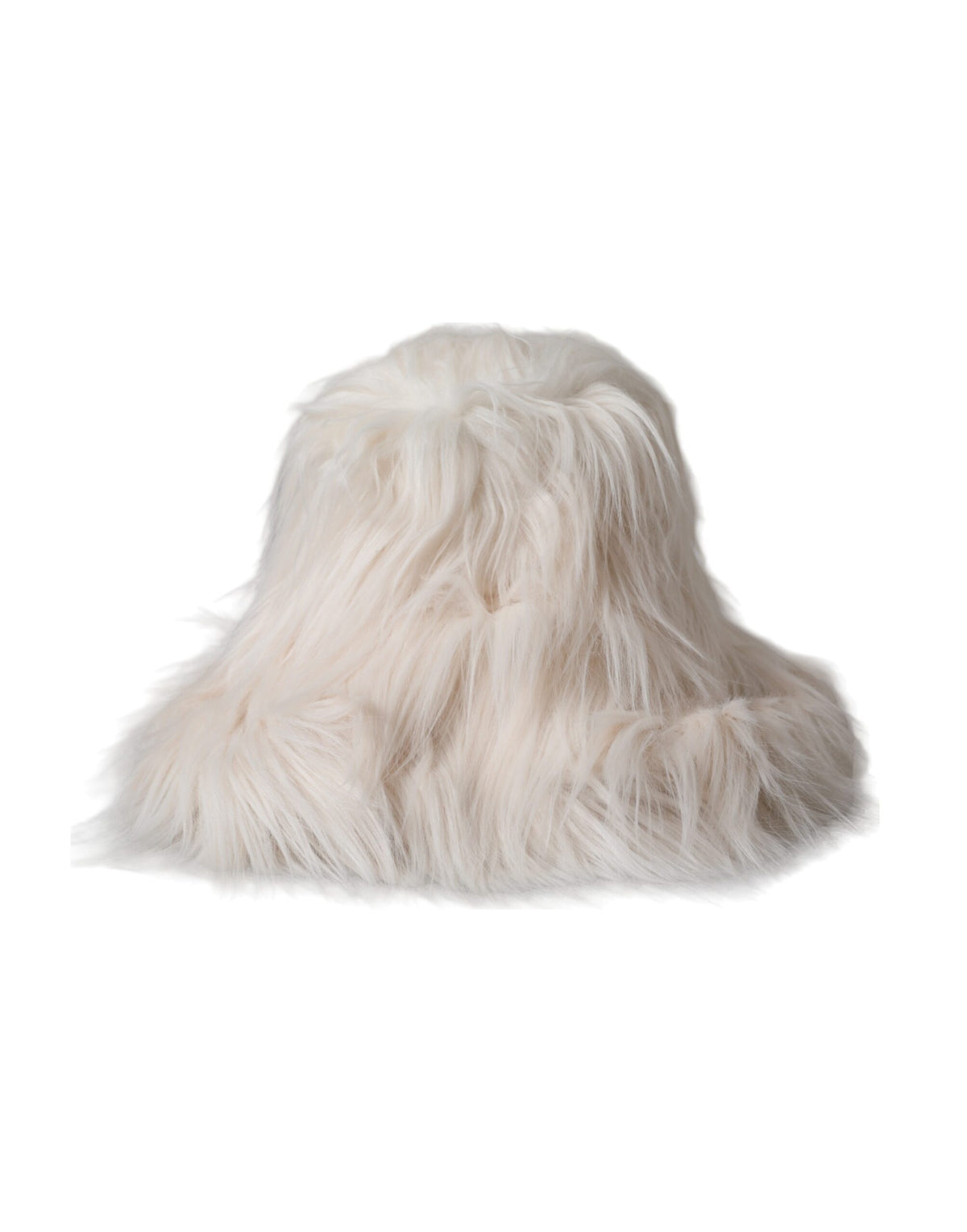 Indulge in the Dolce & Gabbana Off White Acrylic Fur Womens Bucket Hat, a masterpiece of Italian craftsmanship that embodies luxury and sophistication for the discerning individual.