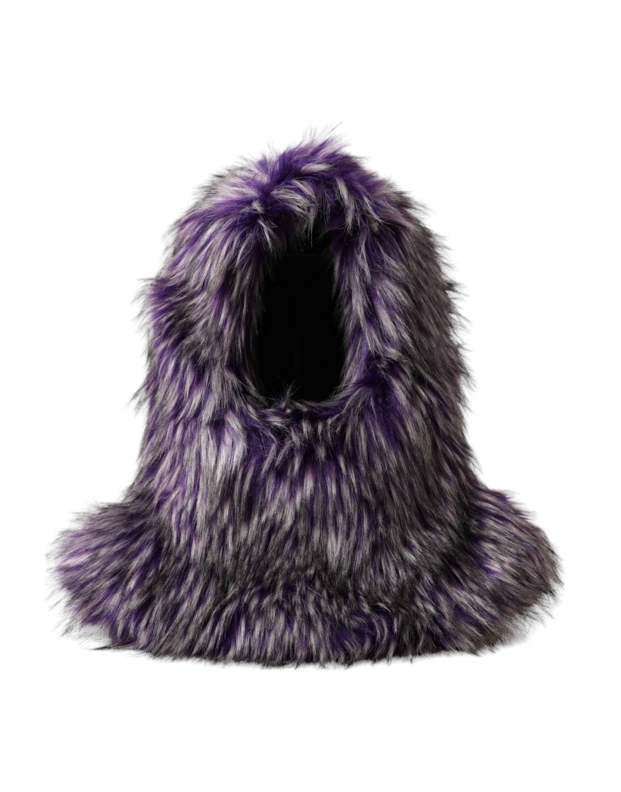 Indulge in the Dolce & Gabbana Purple Faux Fur Whole Head Wrap Hat, a masterpiece of Italian craftsmanship that elevates your style with luxurious allure and sophistication.