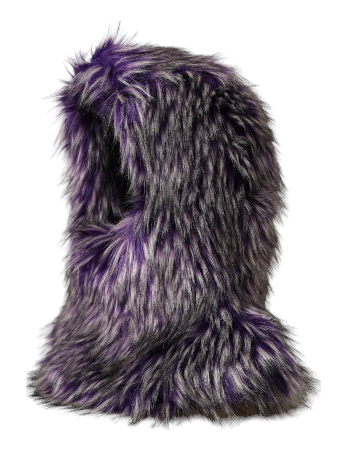 Indulge in the Dolce & Gabbana Purple Faux Fur Whole Head Wrap Hat, a masterpiece of Italian craftsmanship that embodies luxury and sophistication for every discerning individual.