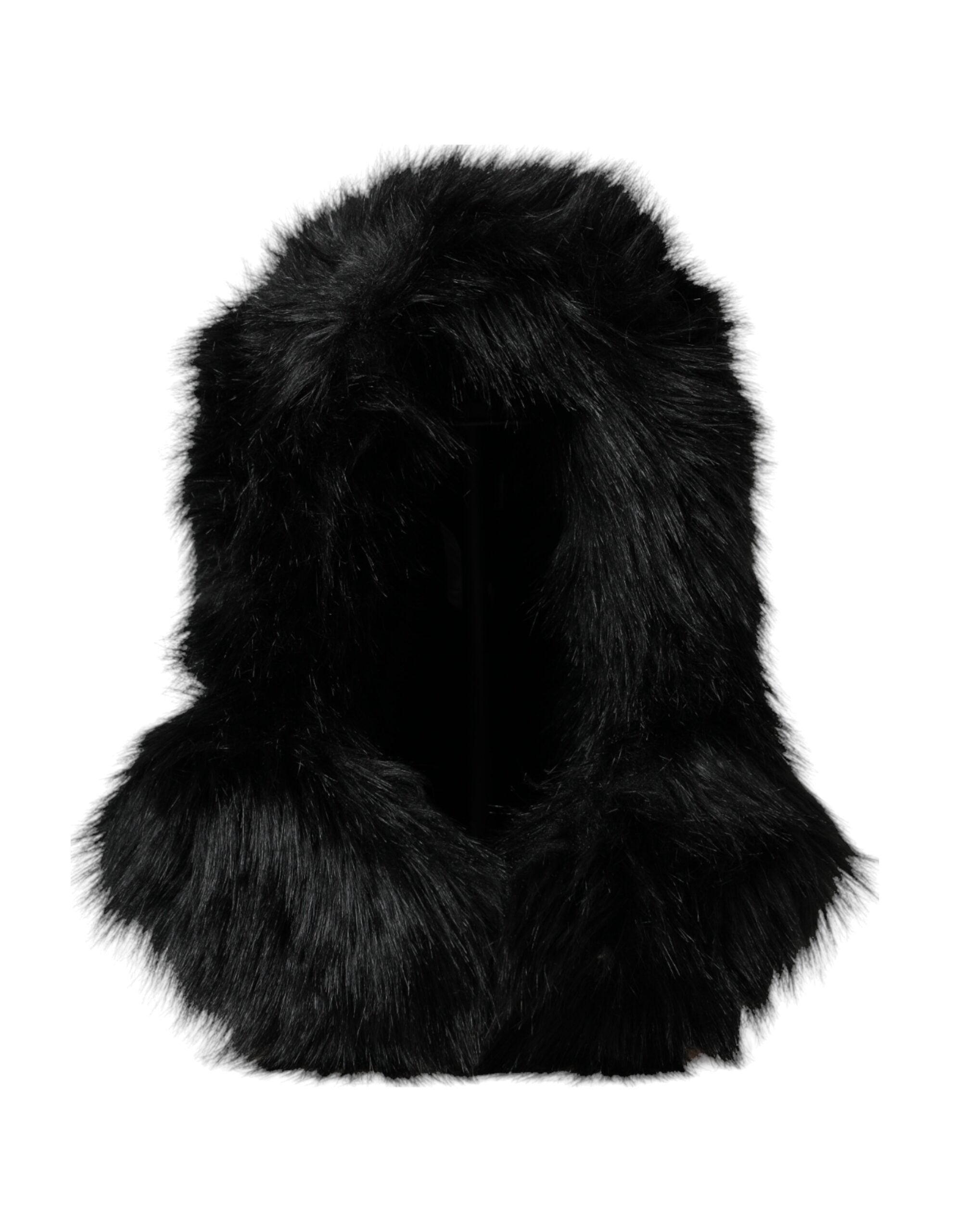Indulge in the Dolce & Gabbana Black Faux Fur Whole Head Wrap Hat, a luxurious blend of exquisite Italian artistry and timeless elegance, perfect for every sophisticated occasion.