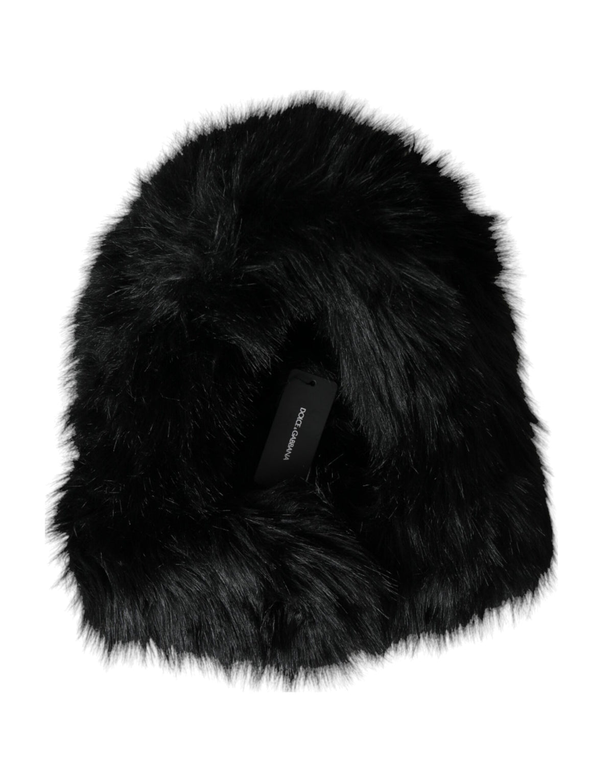 Elevate your style with the Dolce & Gabbana Black Faux Fur Whole Head Wrap Hat, a luxurious statement piece that embodies exquisite Italian craftsmanship and timeless elegance.