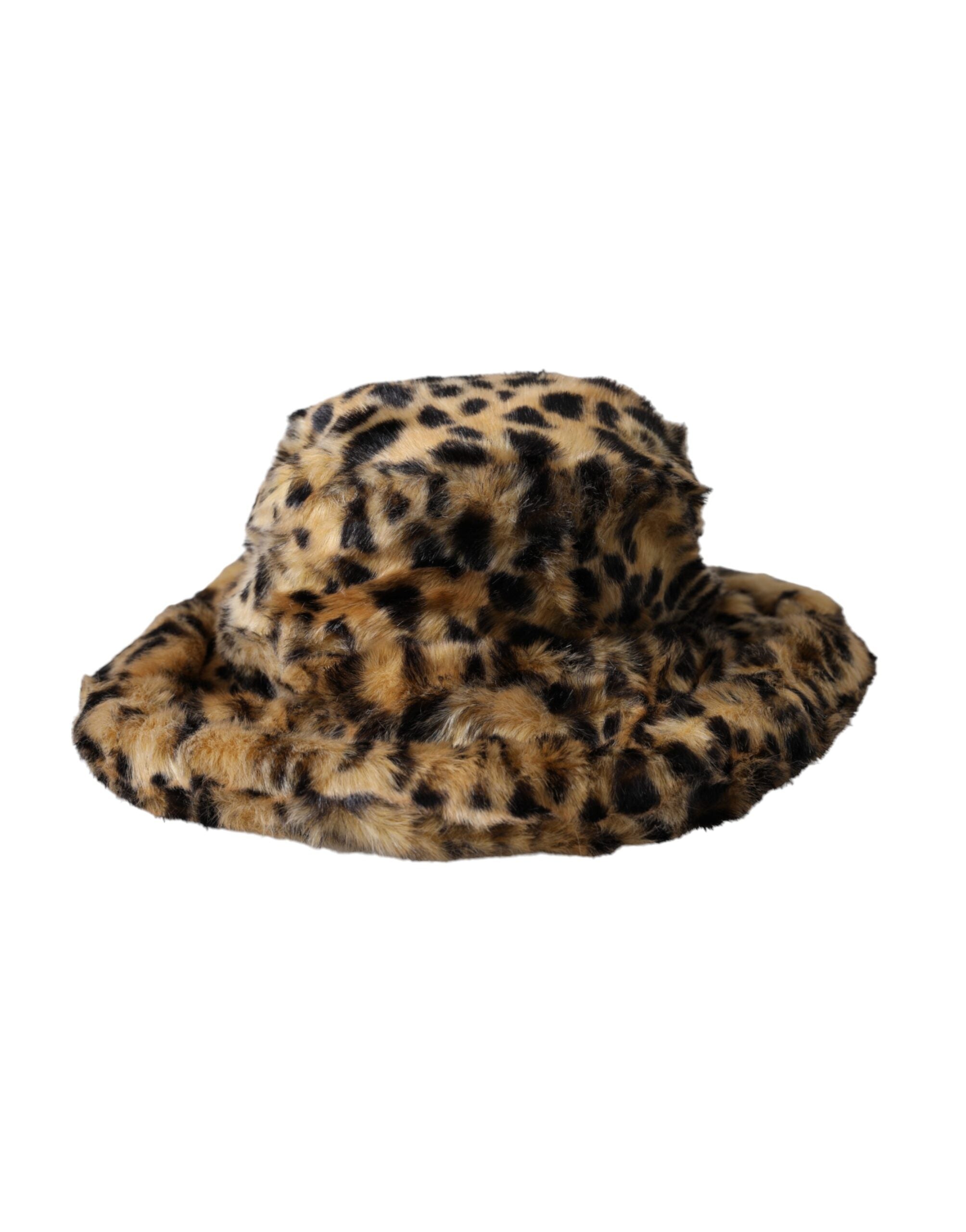 Indulge in the Dolce & Gabbana Brown Leopard Fur Bucket Hat, a timeless emblem of luxury and elegance, expertly crafted for the discerning individual who embraces sophistication.