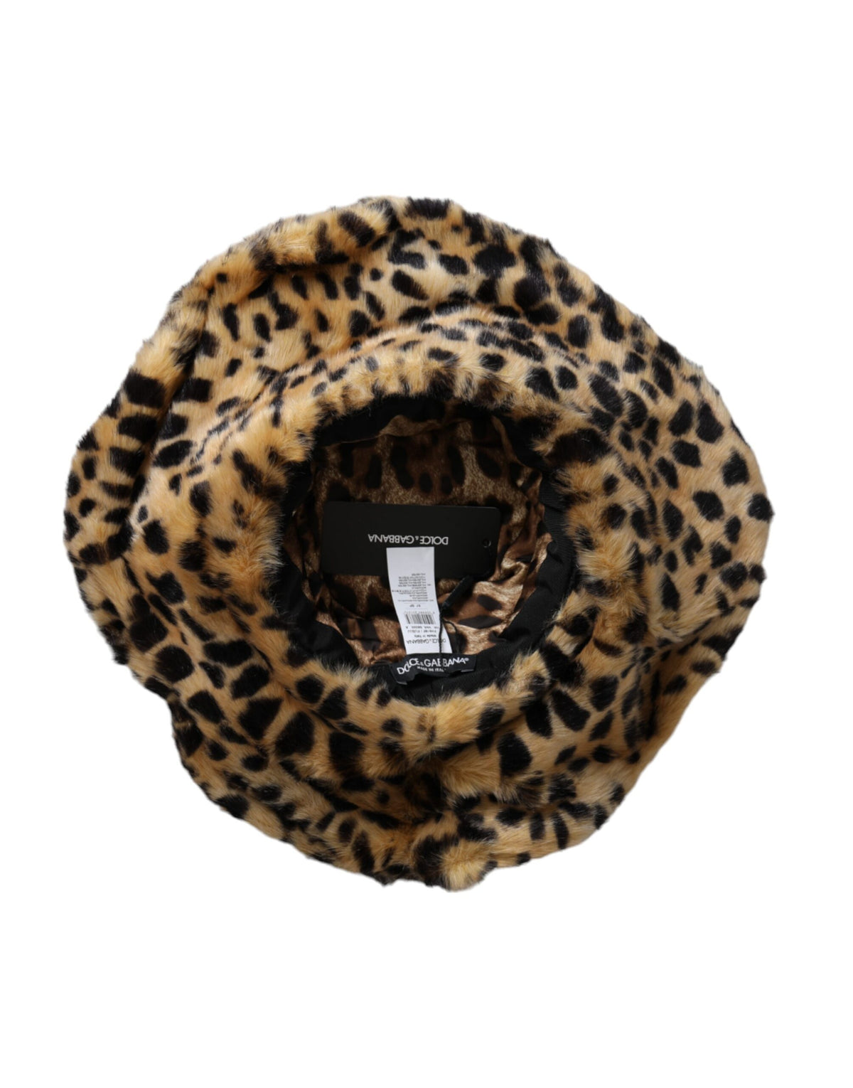 Indulge in the exquisite Dolce & Gabbana Brown Leopard Fur Bucket Hat, a timeless statement of luxury and elegance, expertly crafted for the discerning individual.