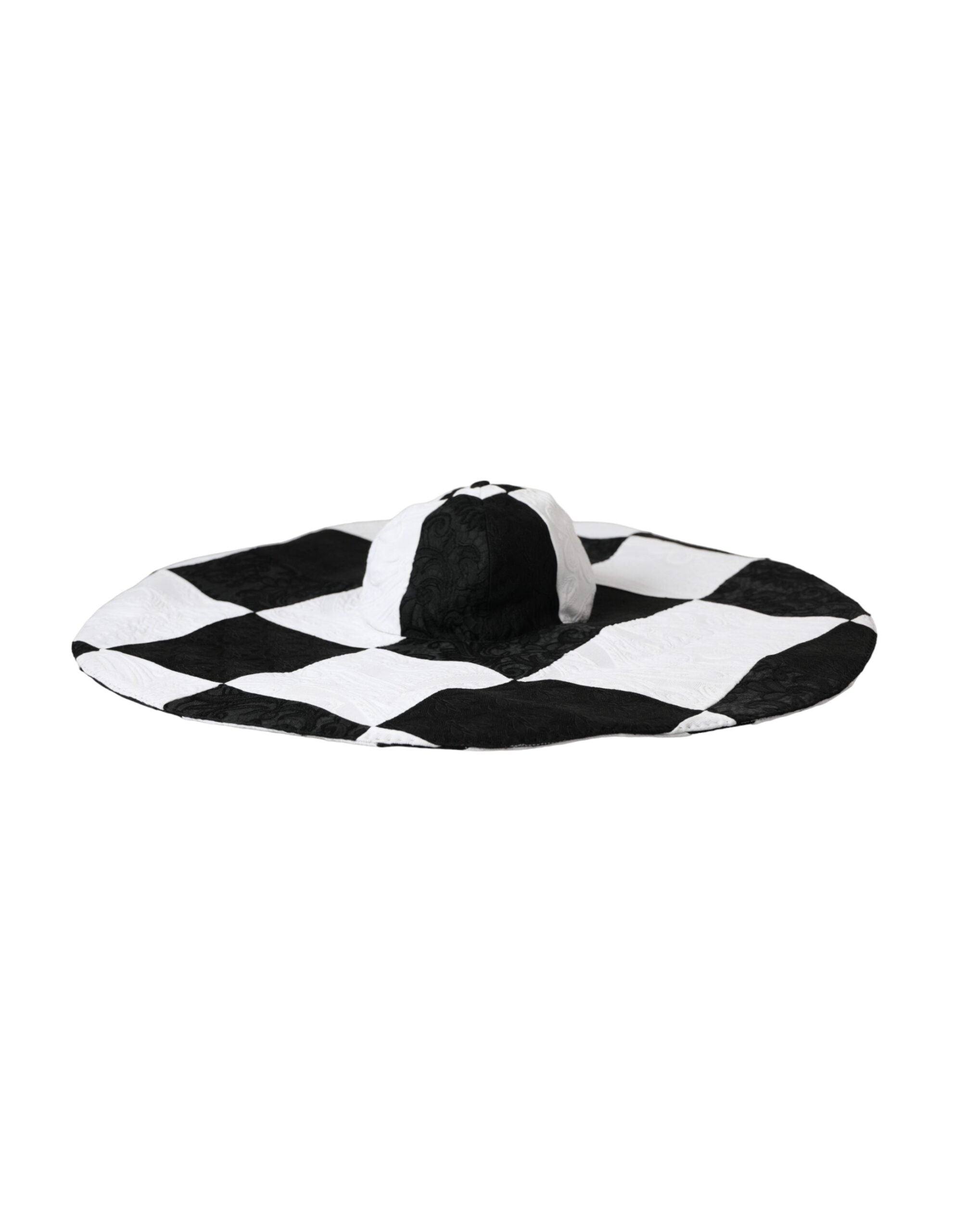 Elevate your style with the Dolce & Gabbana Black White Checkered Wide Brim Floppy Hat, a luxurious accessory crafted in Italy that embodies timeless elegance and sophistication.