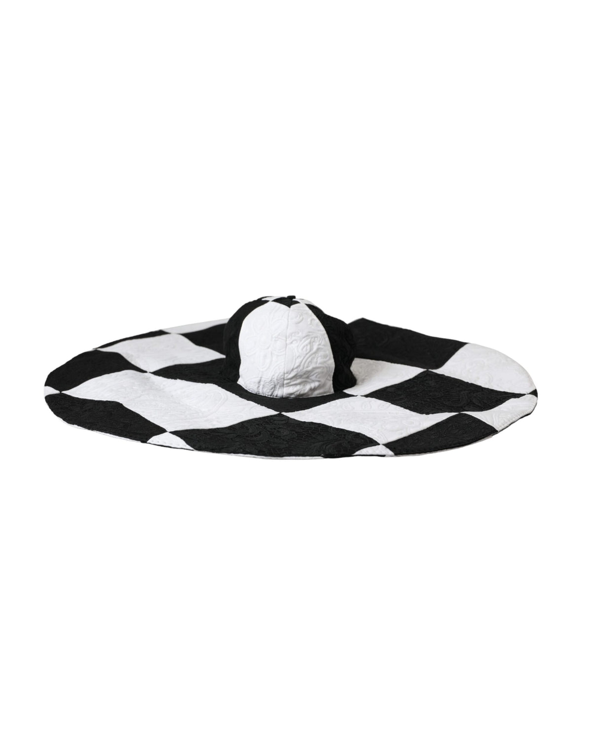 Elevate your style with the Dolce & Gabbana Black White Checkered Wide Brim Floppy Hat, a luxurious accessory crafted in Italy, embodying timeless elegance and sophistication.