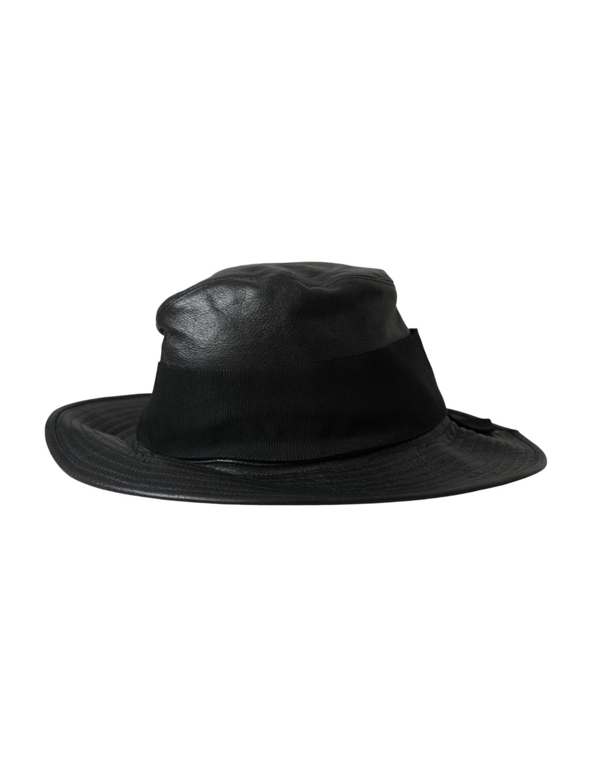 Elevate your style with the Dolce & Gabbana Black Leather DG Coin Crystal Wide Brim Hat, a masterpiece of Italian craftsmanship that embodies timeless elegance and luxury.