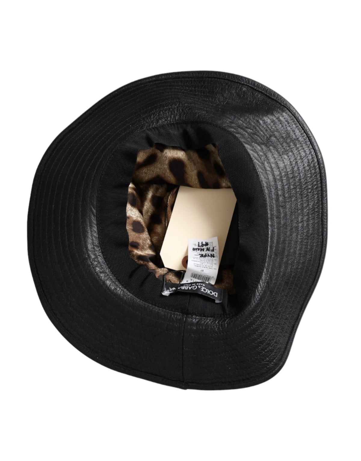 Indulge in the exquisite Dolce & Gabbana Black Leather DG Coin Crystal Wide Brim Hat, a timeless symbol of luxury and Italian craftsmanship, perfect for any elegant affair.