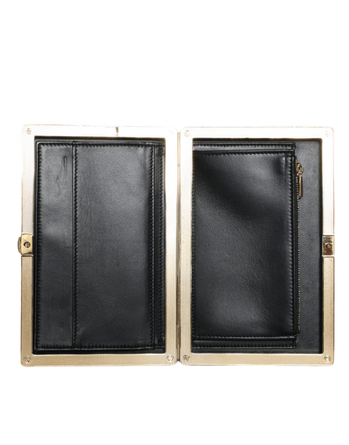 Indulge in the exquisite Dolce & Gabbana Black Velvet Gold Frame Clutch, a testament to Italian craftsmanship that elevates your evening elegance with timeless allure.