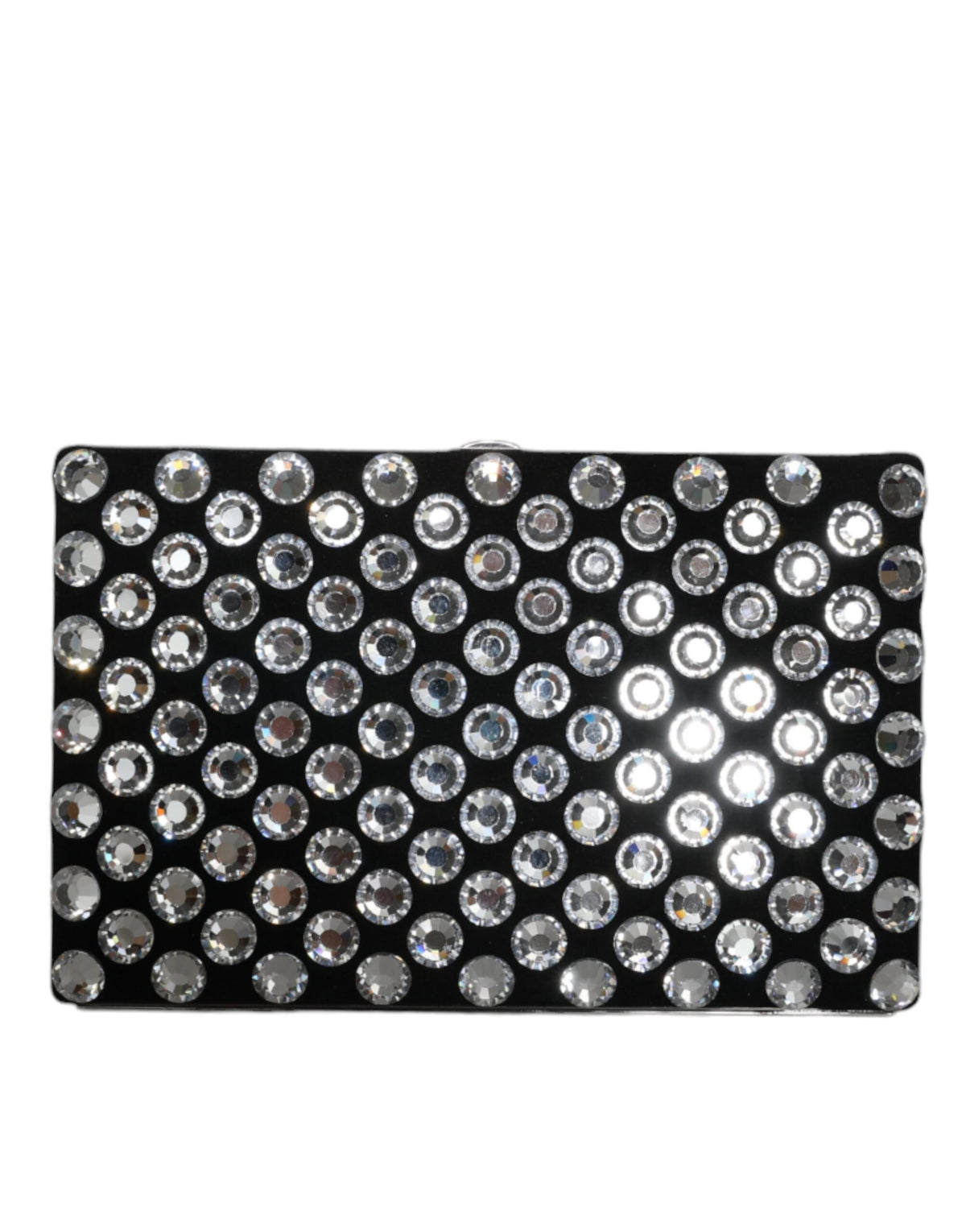 Indulge in the exquisite Dolce & Gabbana Black Velvet Crystal Clutch, a masterpiece of craftsmanship that elevates your evening ensemble with timeless elegance.