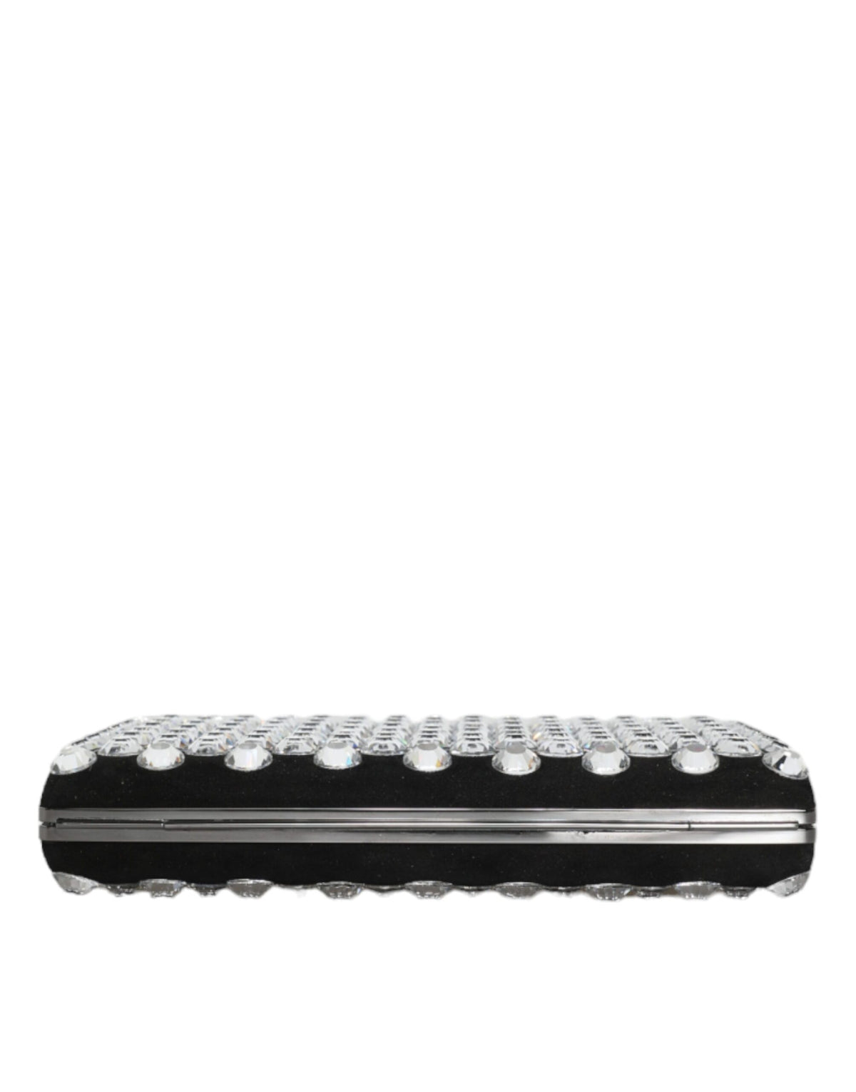 Indulge in the exquisite Dolce & Gabbana Black Velvet Crystal Clutch, a masterpiece of craftsmanship that elevates your evening attire with timeless elegance and opulent allure.