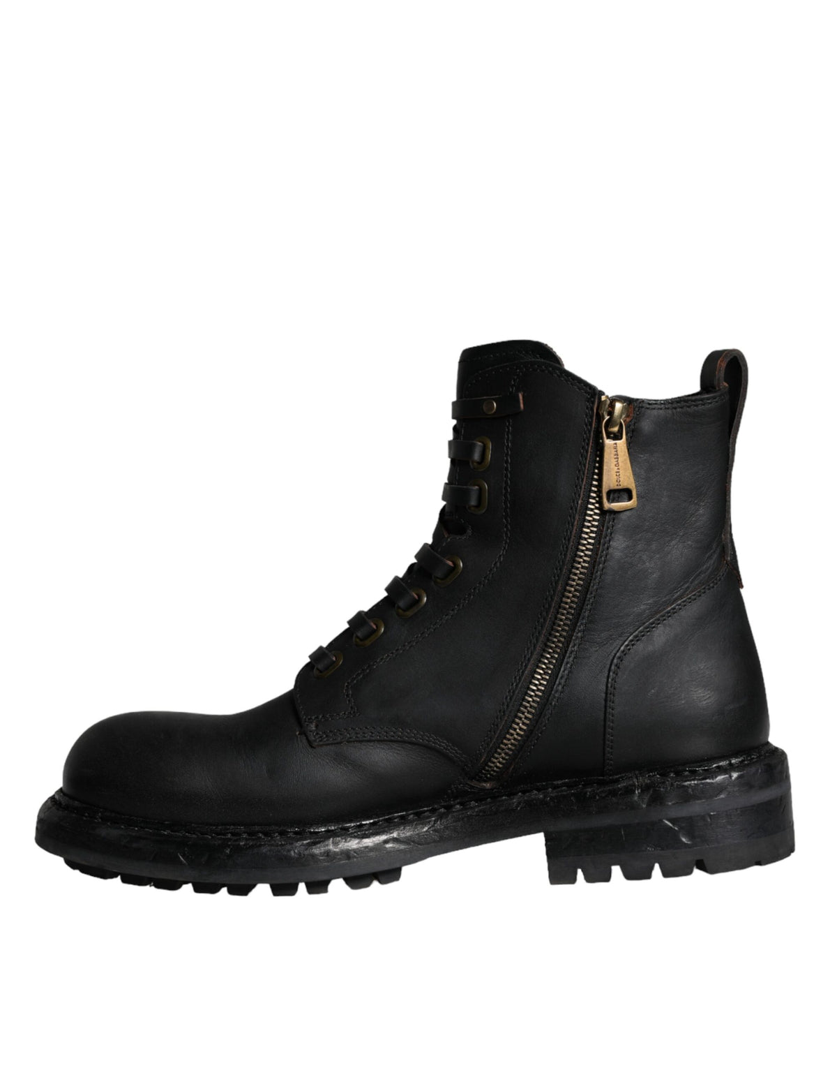 Experience the allure of Dolce & Gabbana's Black Lace Up Mid Calf Boots, crafted from luxurious calf leather, embodying timeless elegance and sophisticated style for the discerning individual.