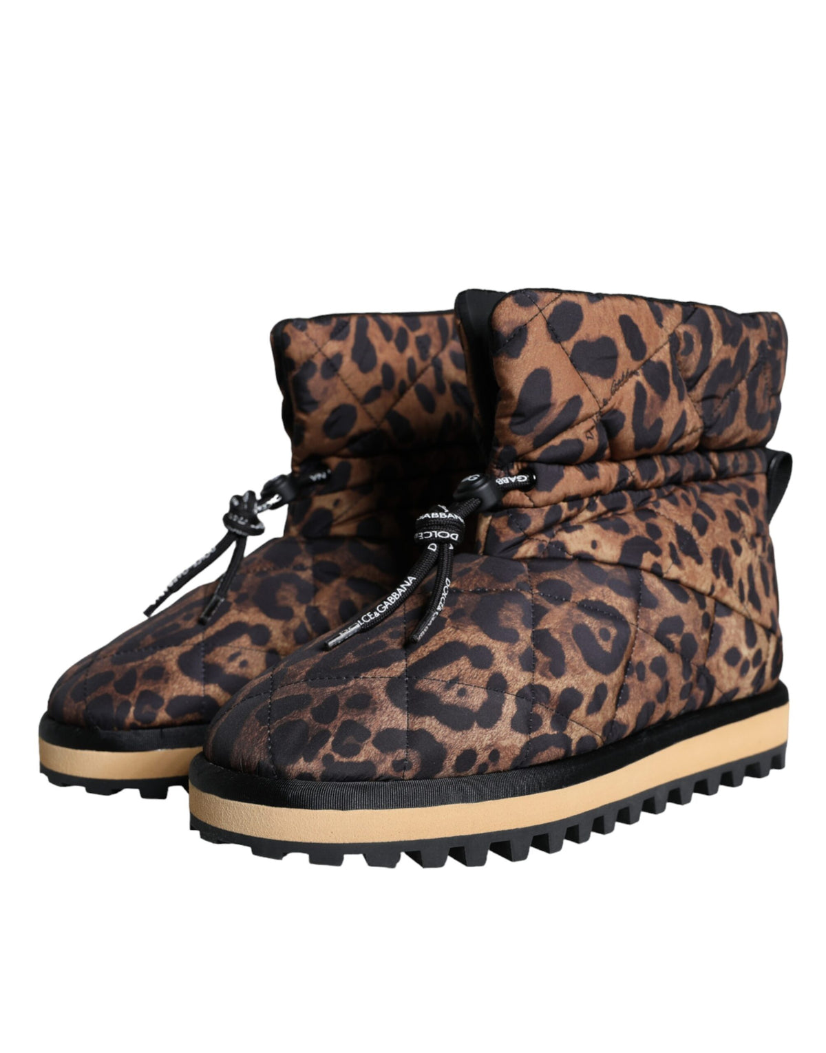 Step into a world of refined elegance with Dolce & Gabbana's Brown Leopard Ankle Boots, crafted from premium nylon in Italy, embodying luxury and sophistication.