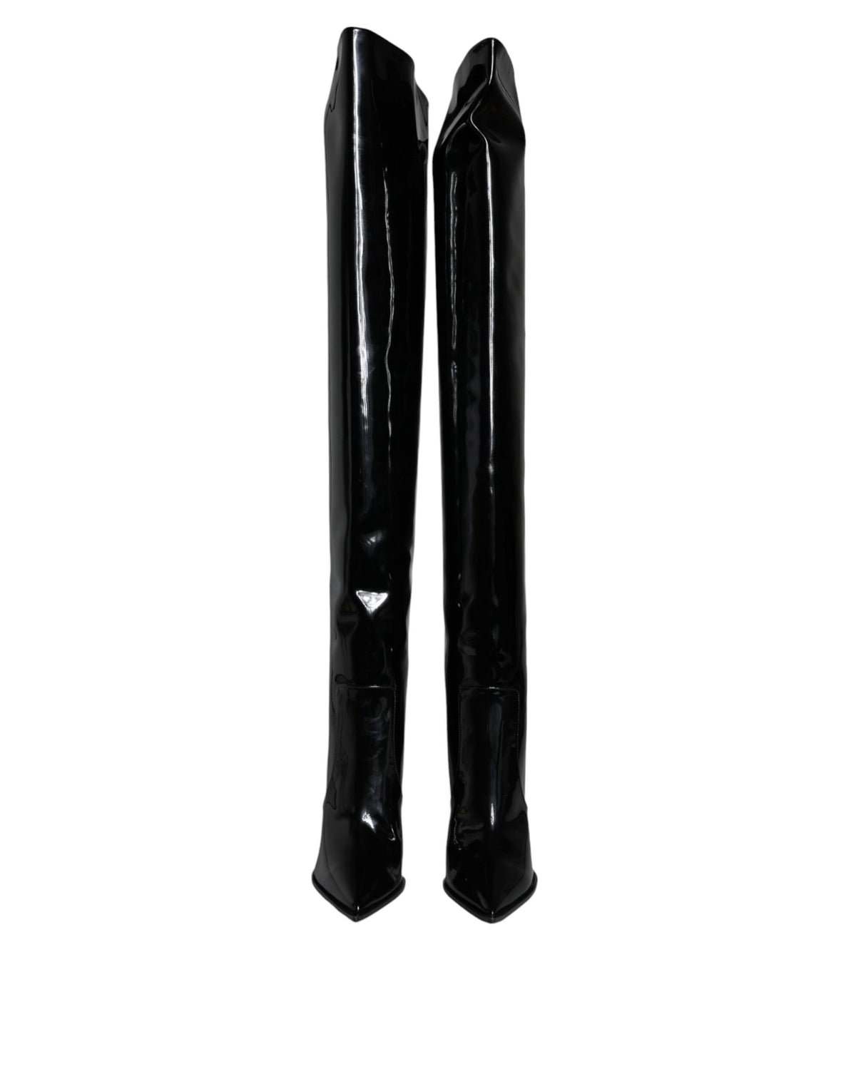 Experience the allure of Dolce & Gabbana Black Patent Leather Knee High Boots, where exquisite craftsmanship meets timeless elegance, perfect for the discerning connoisseur.