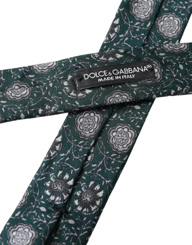 Elevate your style with the Dolce & Gabbana Green Floral Print Silk Adjustable Tie, a luxurious blend of Italian craftsmanship and timeless elegance for the discerning individual.