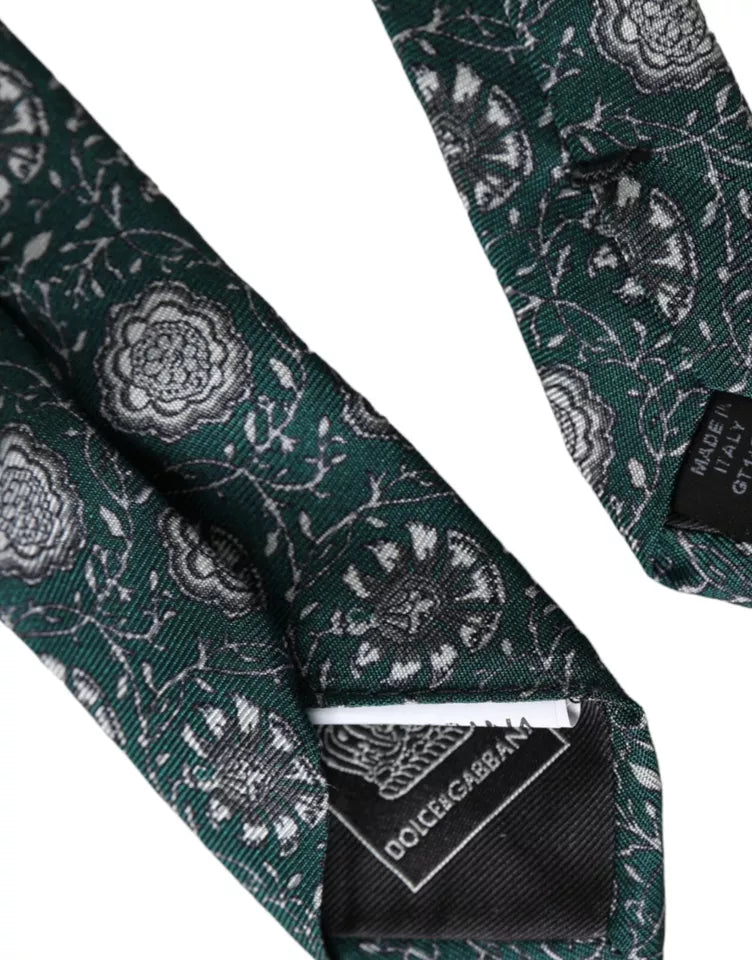 Elevate your style with the Dolce & Gabbana Green Floral Print Silk Adjustable Men Tie, a masterpiece of Italian craftsmanship that embodies timeless luxury and sophistication.