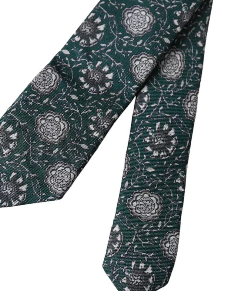 Elevate your style with the Dolce & Gabbana Green Floral Print Silk Adjustable Men Tie, a luxurious blend of Italian craftsmanship and timeless elegance, perfect for the discerning individual.
