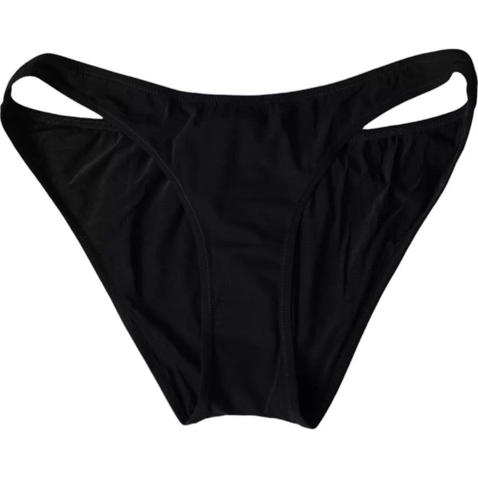 Elevate your beachside elegance with the Dolce & Gabbana Black Nylon Swimwear Bikini Bottom, crafted from luxurious materials for a flawless fit that embodies sophistication and allure.