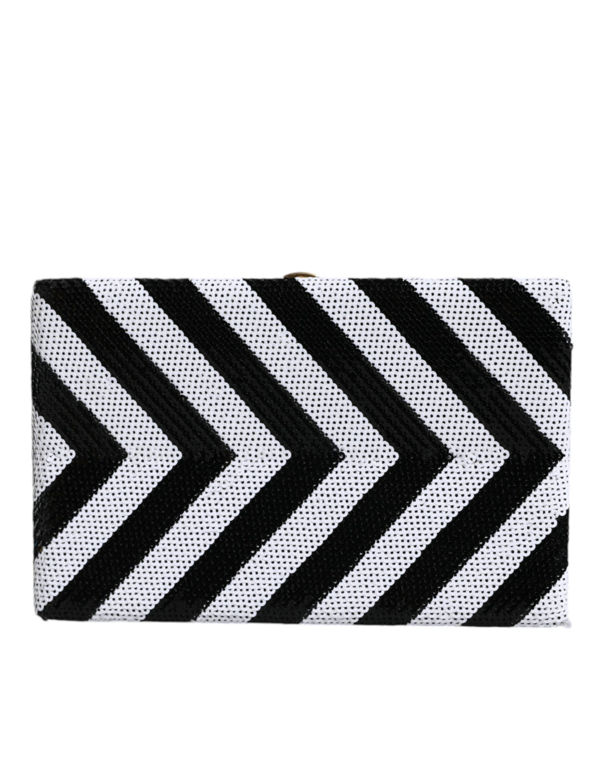 Indulge in the exquisite Dolce & Gabbana Black White Gold Frame Clutch, a masterpiece of Italian craftsmanship, blending luxurious materials for timeless elegance.