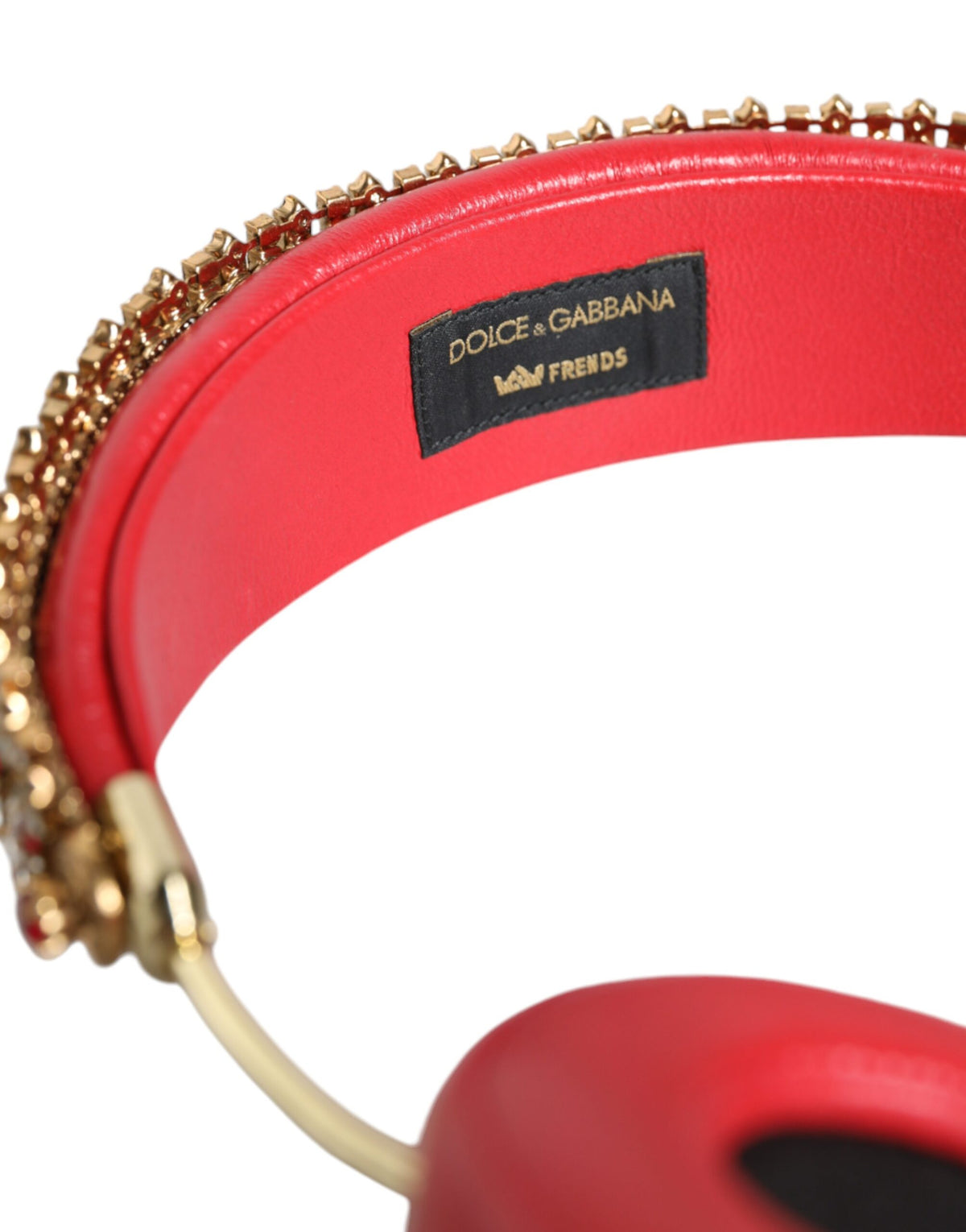 Indulge in the exquisite Dolce & Gabbana Red Nappa Leather Floral Crystal Headphones, where Italian craftsmanship meets opulent design for the discerning individual.