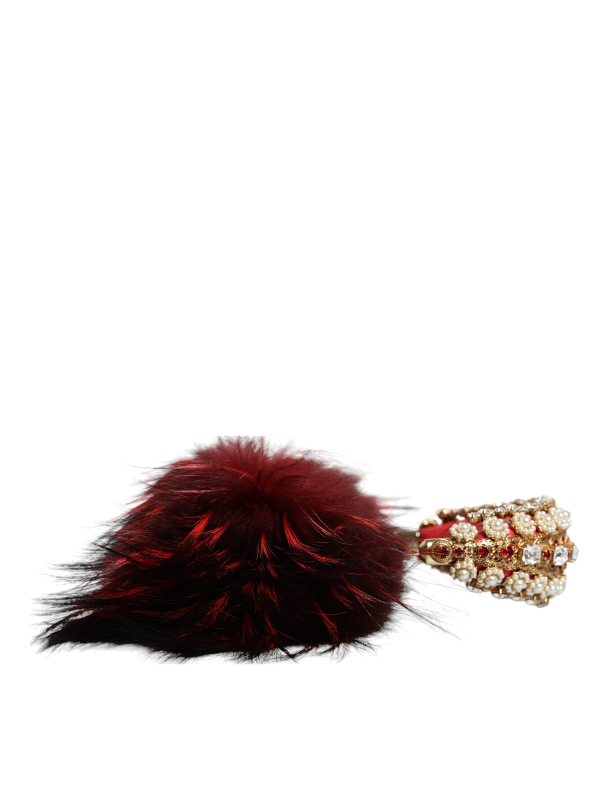 Indulge in the exquisite Dolce & Gabbana Red Gold Crystal Fur Headset, a masterpiece of Italian craftsmanship that elevates your audio experience with opulent elegance.