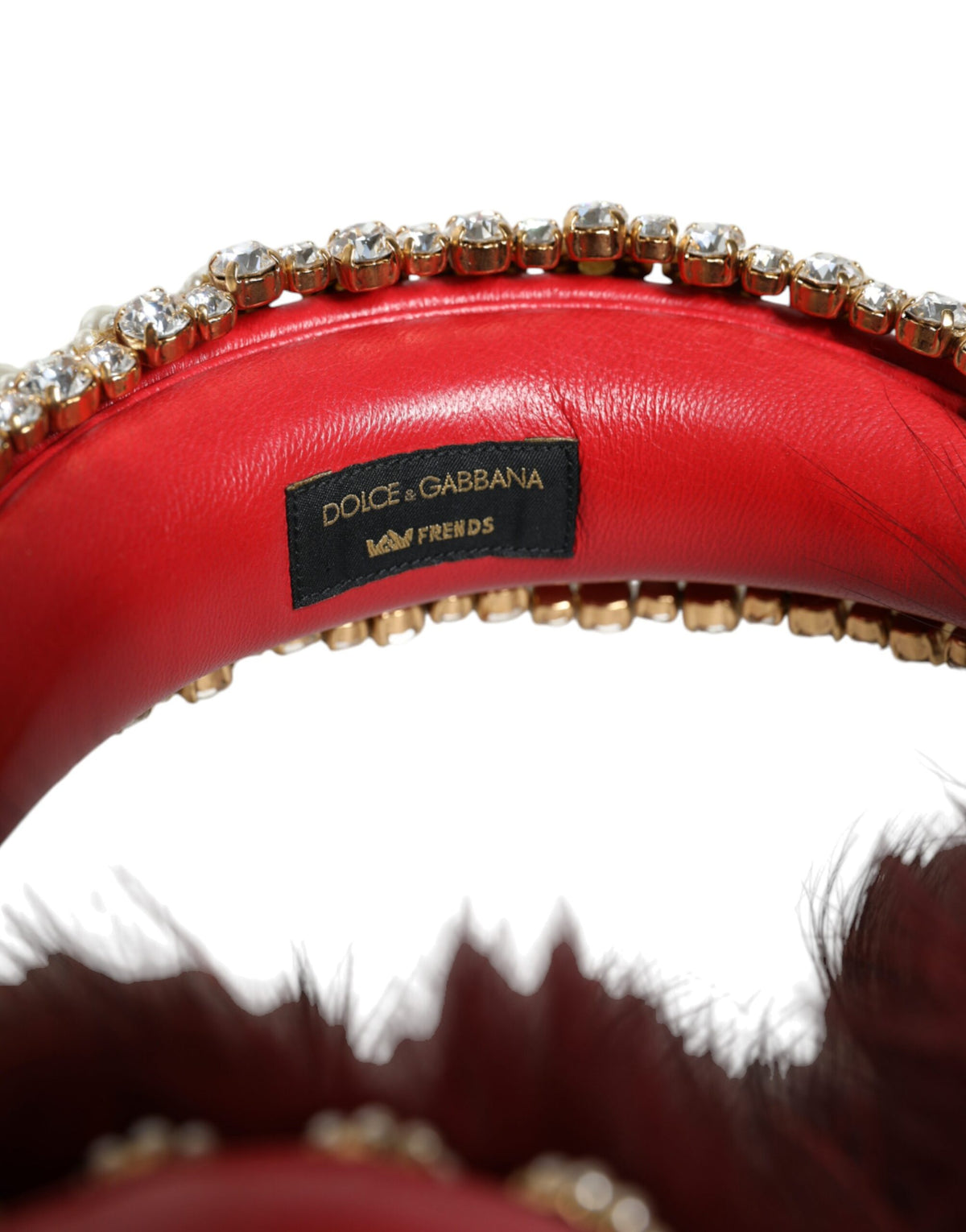 Indulge in the exquisite Dolce & Gabbana Red Gold Crystal Fur Headset, a masterpiece of Italian craftsmanship that elevates audio experiences with opulent elegance.