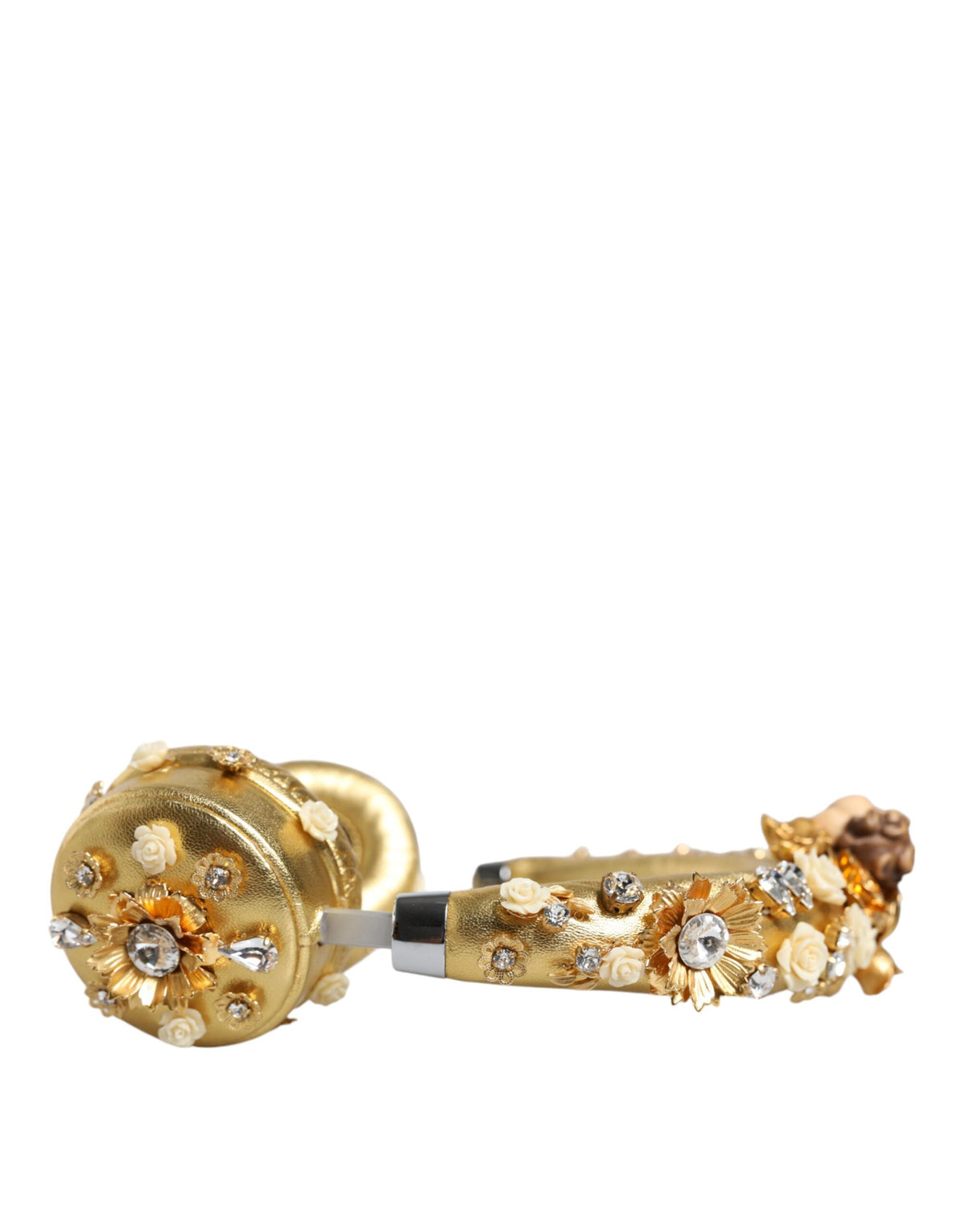 Dolce & Gabbana Gold Floral Crystal Headset - Artisanal Luxury