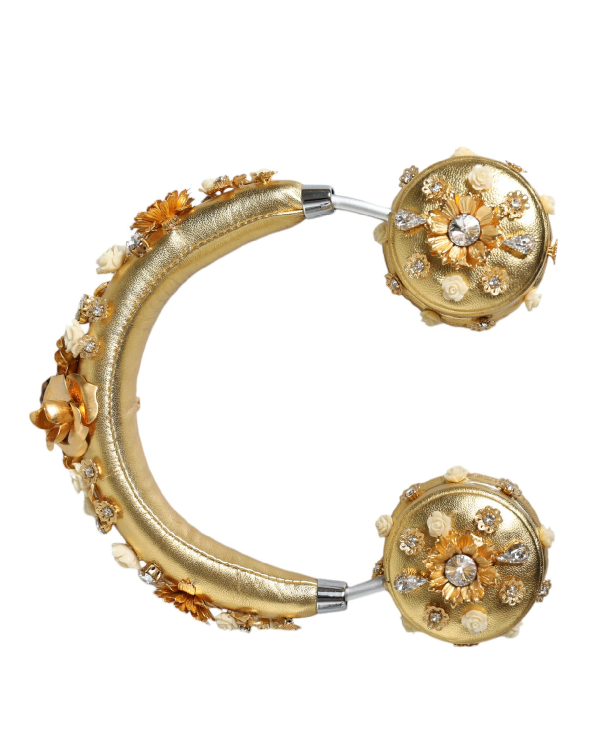 Dolce & Gabbana Gold Floral Crystal Headset, Artisanal Luxury