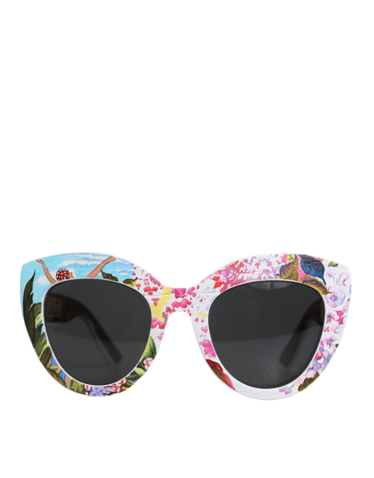Elevate your style with Dolce & Gabbana's Floral Hand-Painted Sunglasses, a luxurious fusion of artistry and nature, crafted from exquisite materials for the discerning individual.