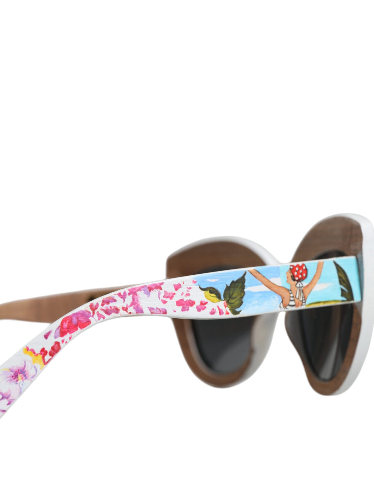 Discover the exquisite Dolce & Gabbana Multicolor Wood Crystal Brass Frame Floral Hand Paint Sunglasses, a luxurious fusion of artistry and nature, perfect for the discerning individual.