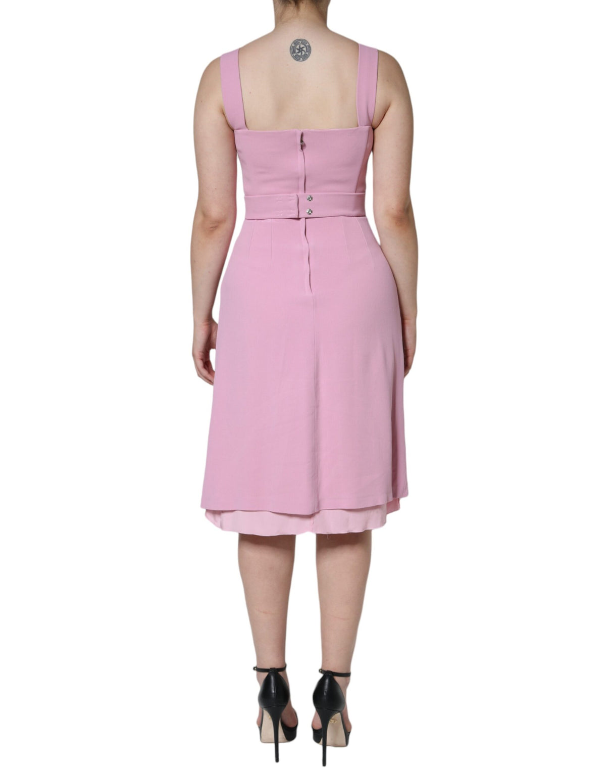 Experience the allure of Dolce & Gabbana's Pink A-line Flare Dress, crafted in Italy with luxurious viscose and silk, embodying timeless elegance for the discerning individual.