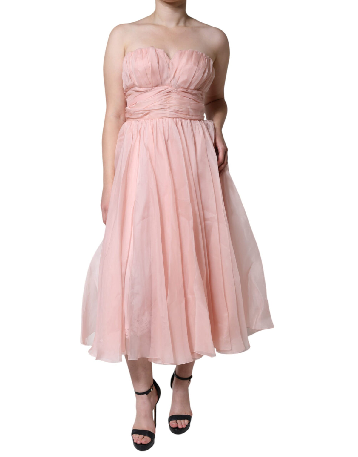 Elevate your elegance with the Dolce & Gabbana Pink Silk Strapless Maxi A-line Gown, a masterpiece of Italian craftsmanship that embodies luxurious sophistication and timeless allure.