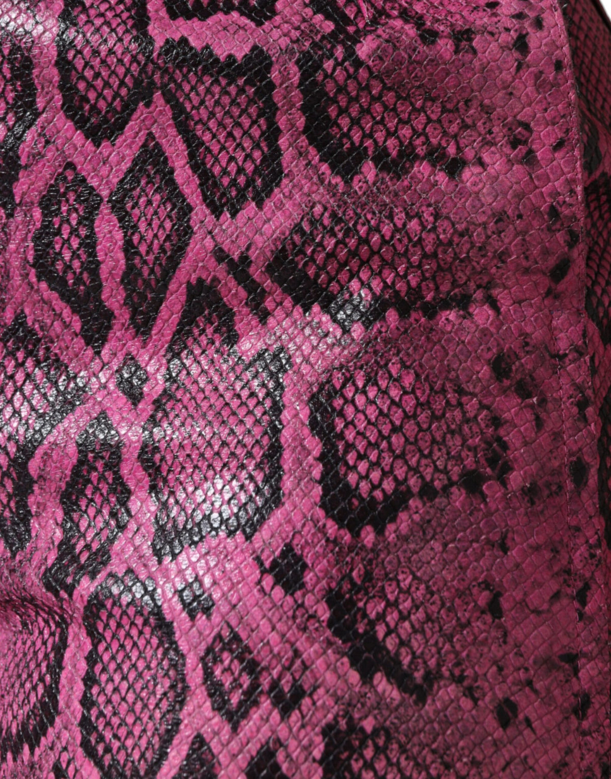 Indulge in the exquisite Dolce & Gabbana Pink Leather High Waist Hot Pants, crafted from sumptuous goat leather and silk lining, embodying luxury and timeless elegance.