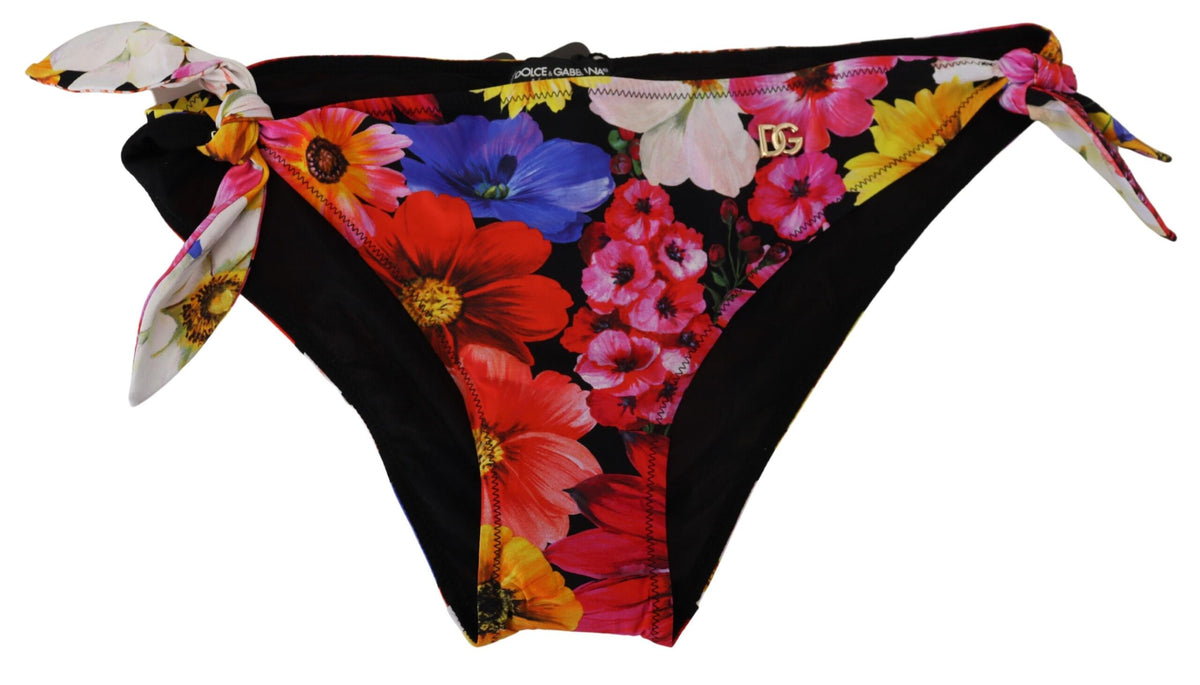 Indulge in the exquisite Dolce & Gabbana Black Floral Print Swimsuit Bikini Bottom, where luxurious materials meet sophisticated design, perfect for a glamorous lifestyle.