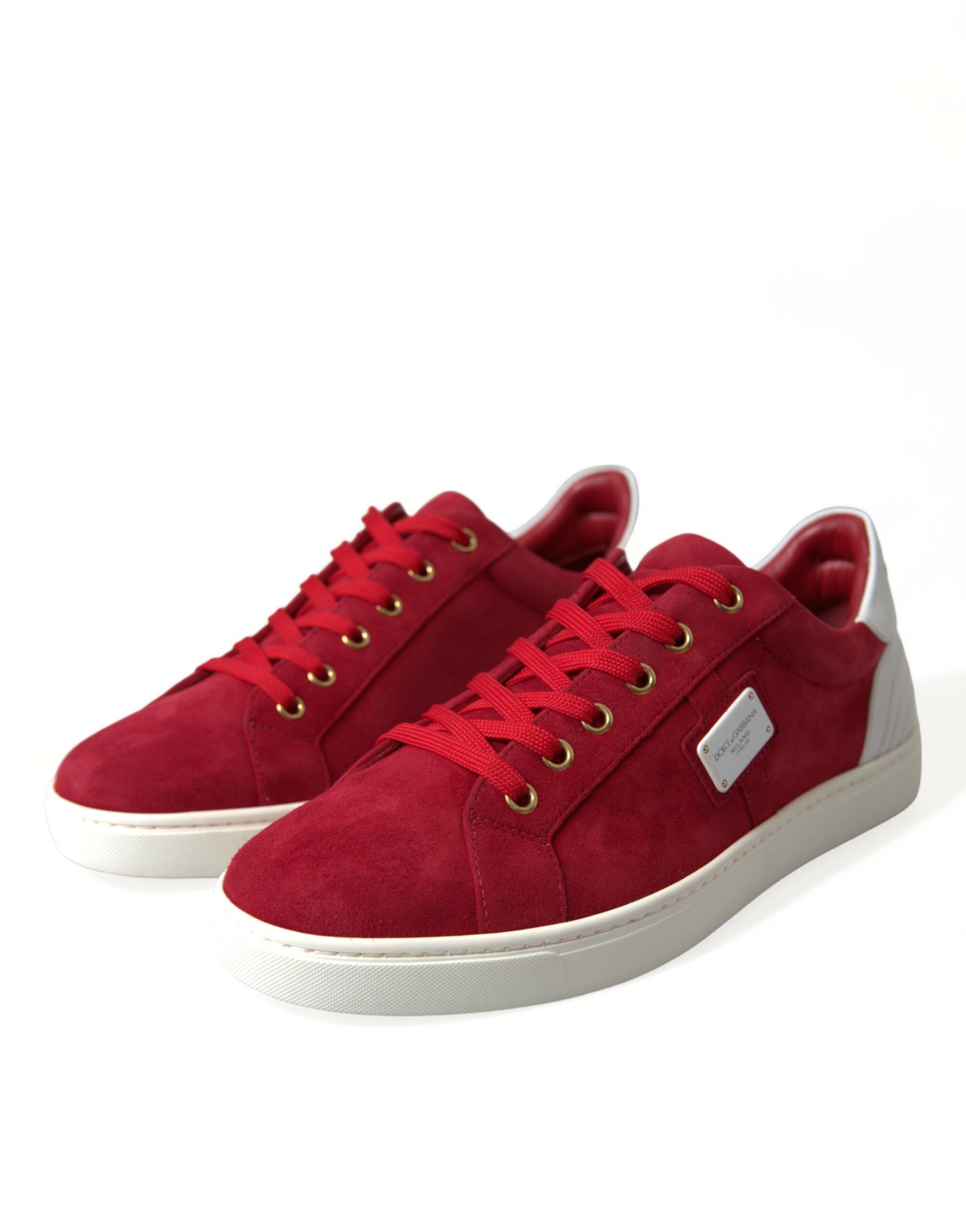 Dolce & Gabbana Red Suede Leather Low Top Sneakers Shoes - DEA STILOSA MILANO