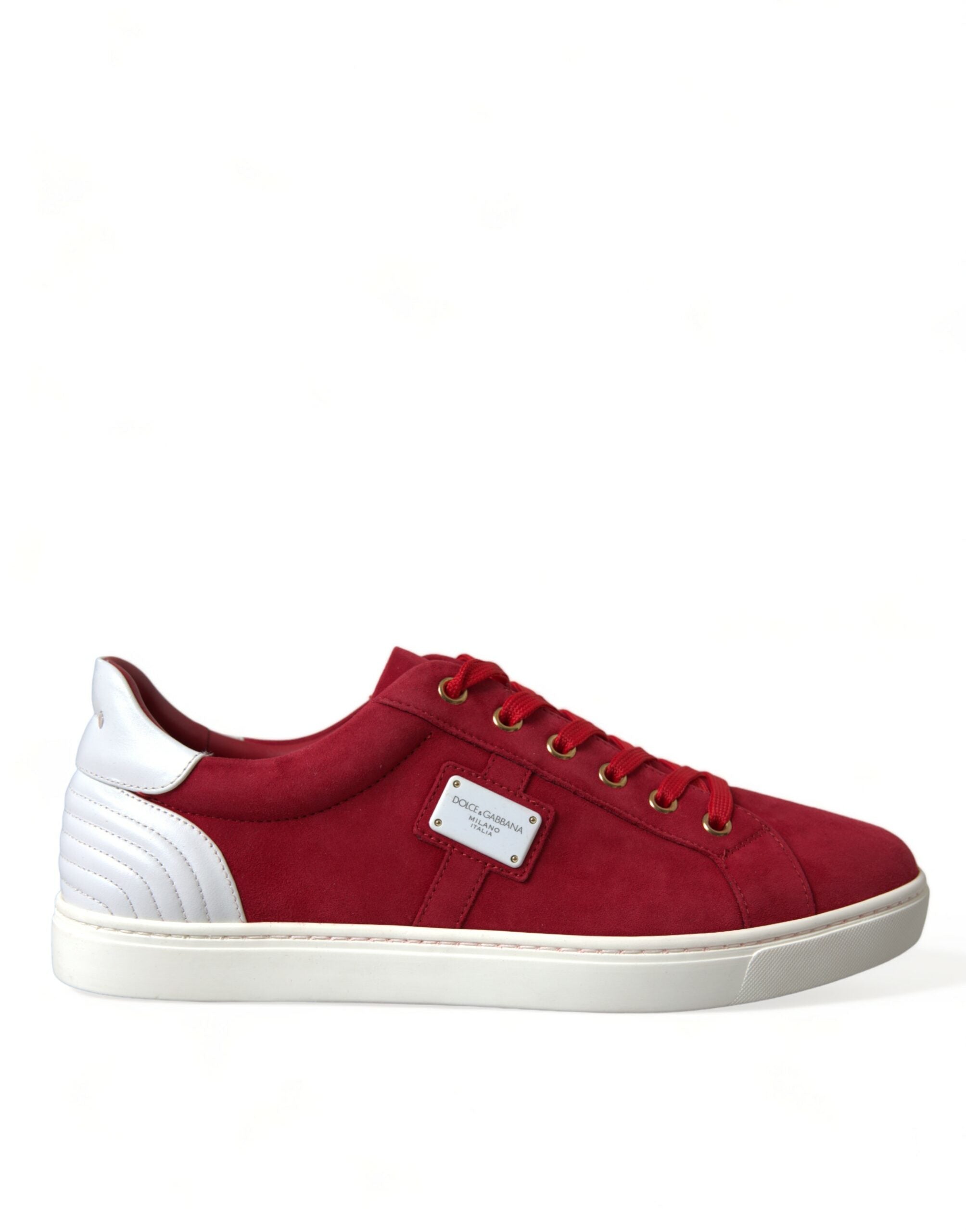Dolce & Gabbana Red Suede Leather Low Top Sneakers Shoes - DEA STILOSA MILANO