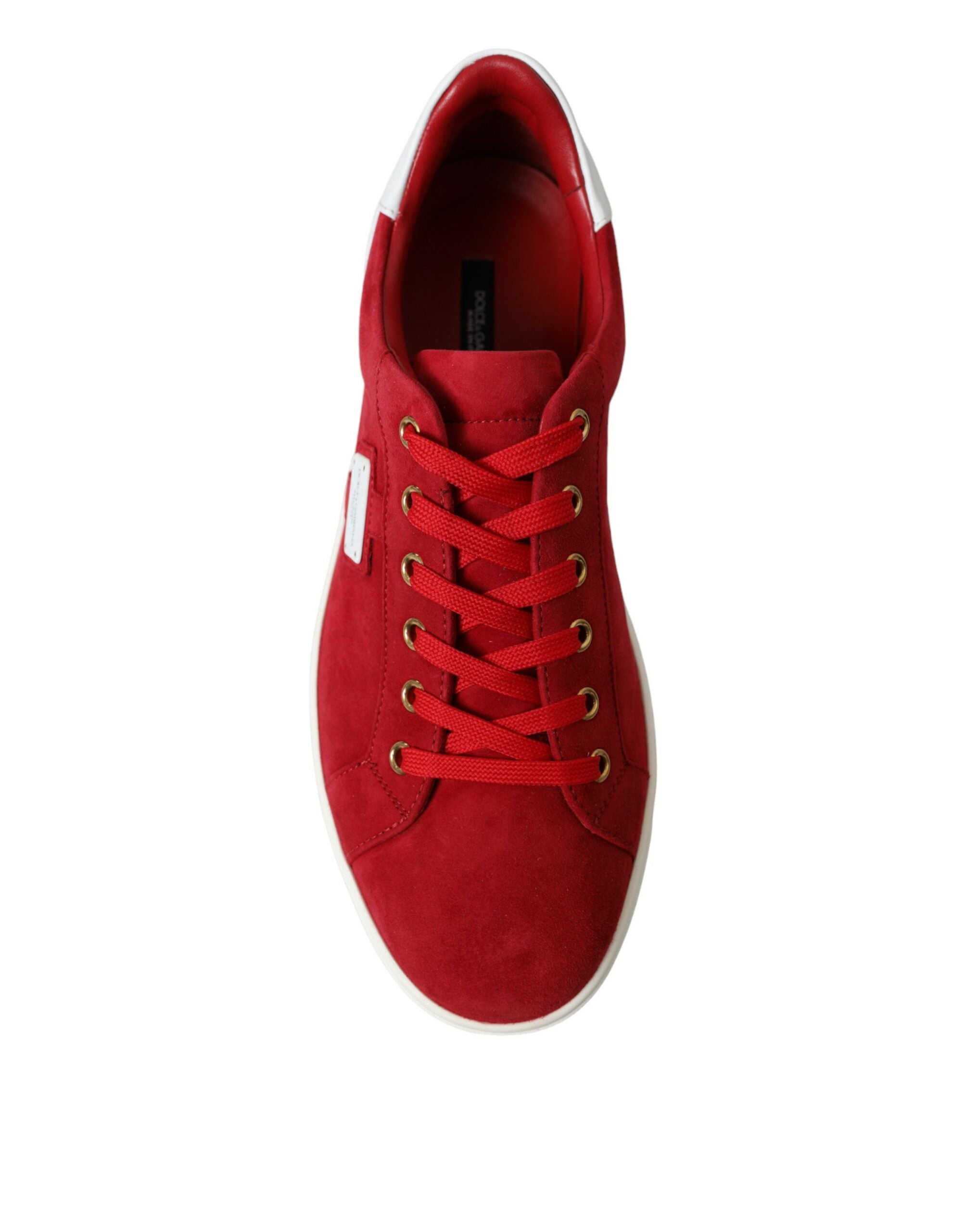 Dolce & Gabbana Red Suede Leather Low Top Sneakers Shoes - DEA STILOSA MILANO