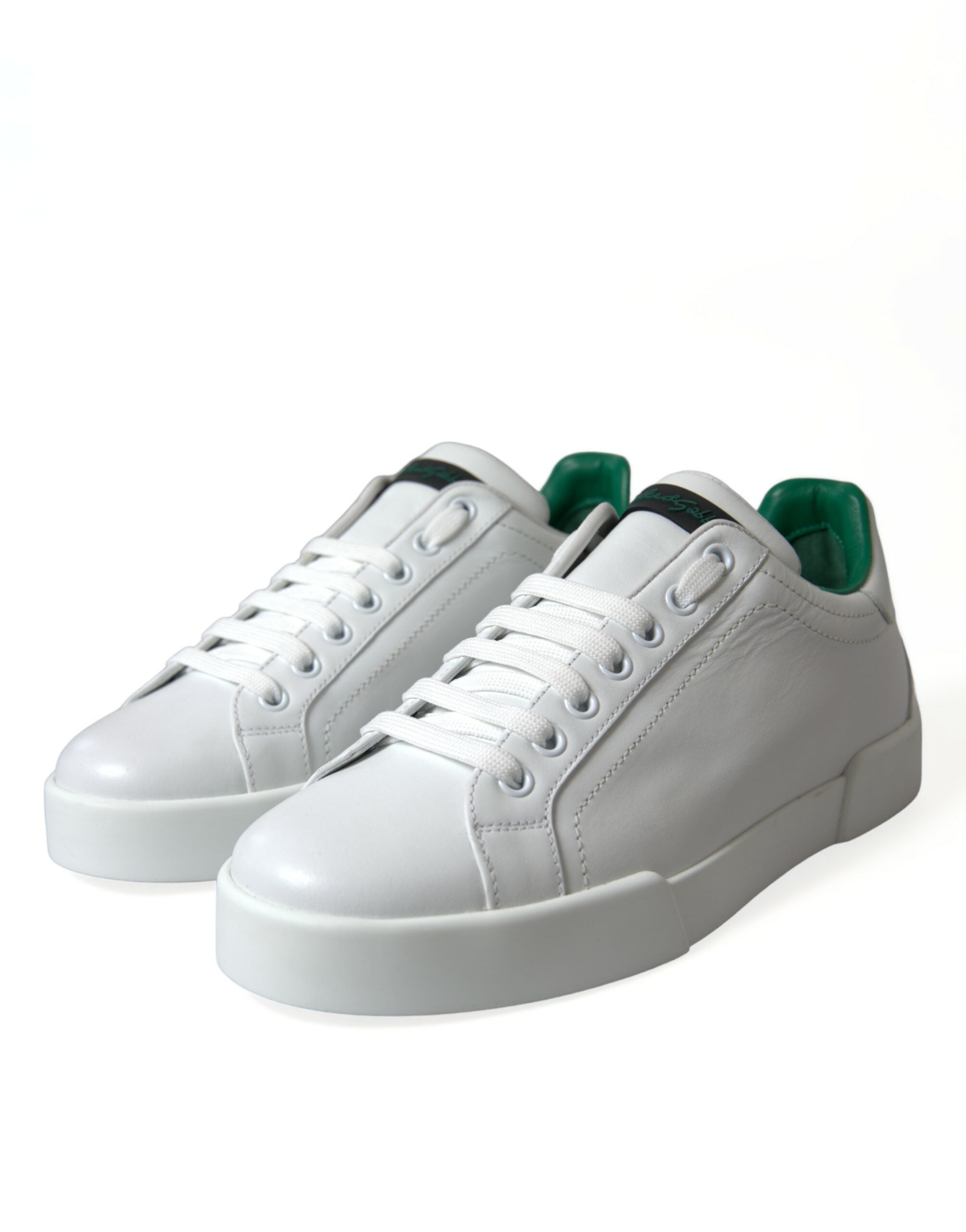 Dolce & Gabbana White Green Leather Portofino Sneakers Shoes - DEA STILOSA MILANO