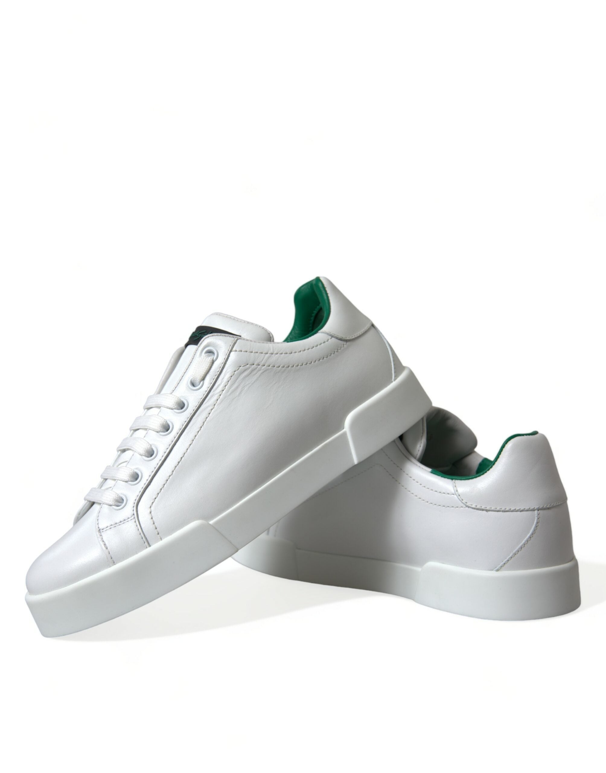 Dolce & Gabbana White Green Leather Portofino Sneakers Shoes - DEA STILOSA MILANO