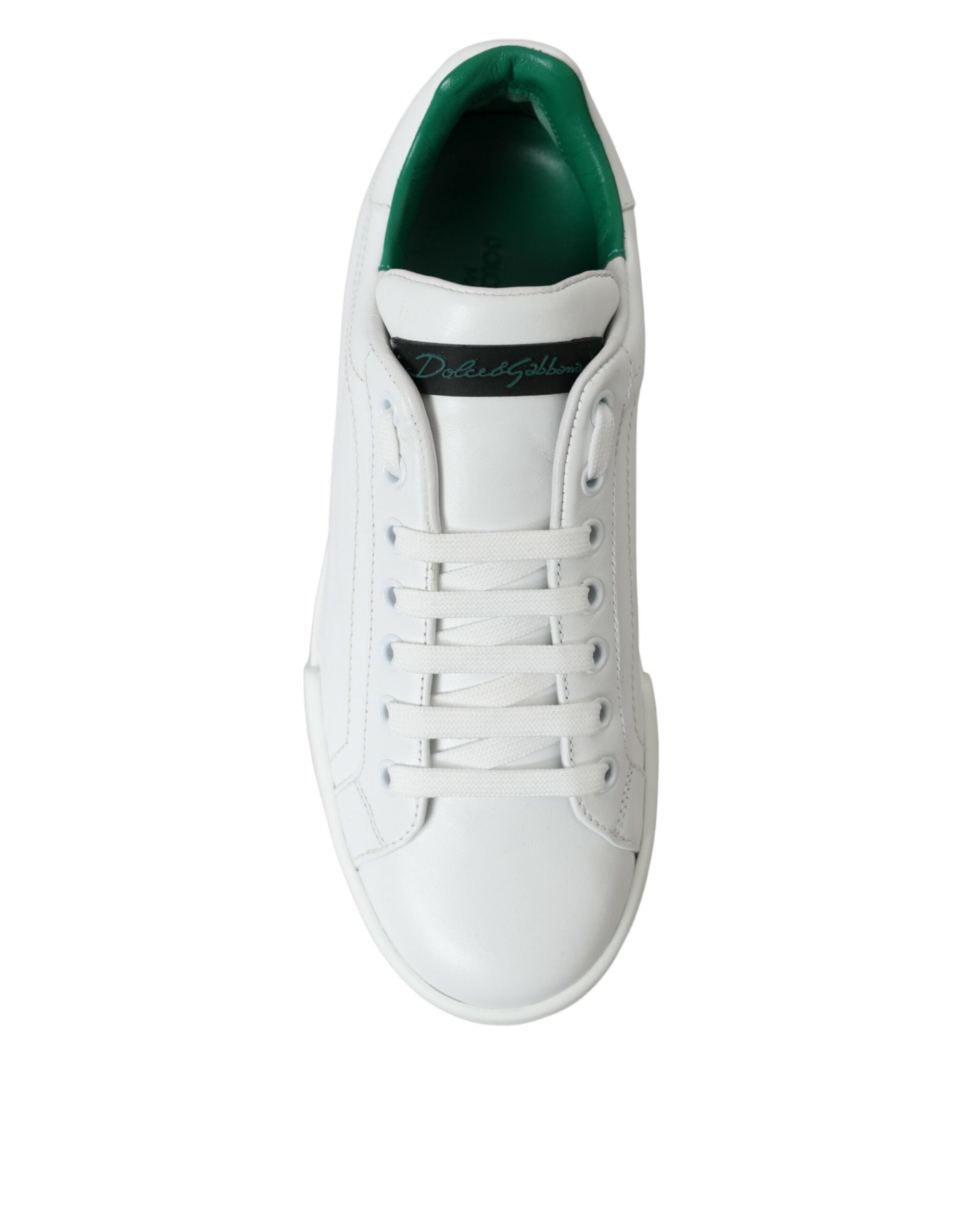 Dolce & Gabbana White Green Leather Portofino Sneakers Shoes - DEA STILOSA MILANO