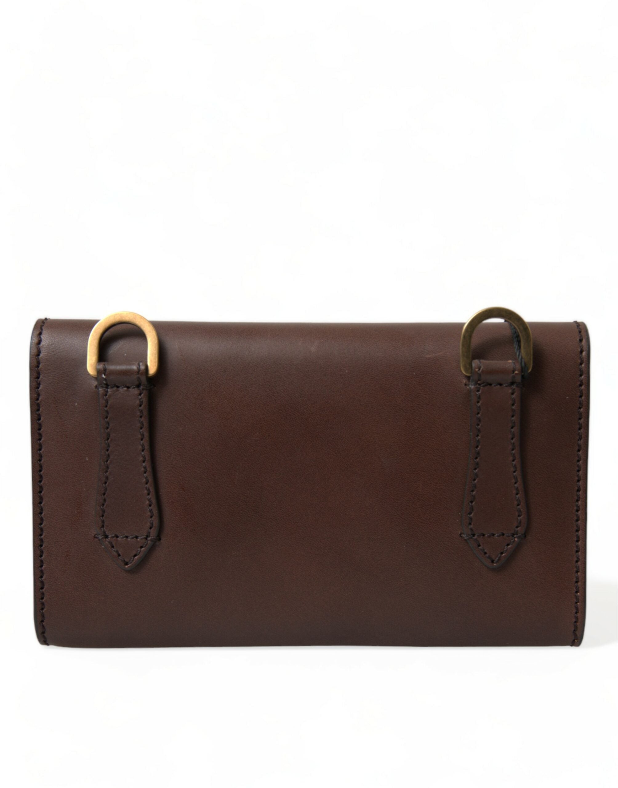 Dolce & Gabbana Chic Brown Leather Shoulder Bag with Gold Detailing - DEA STILOSA MILANO