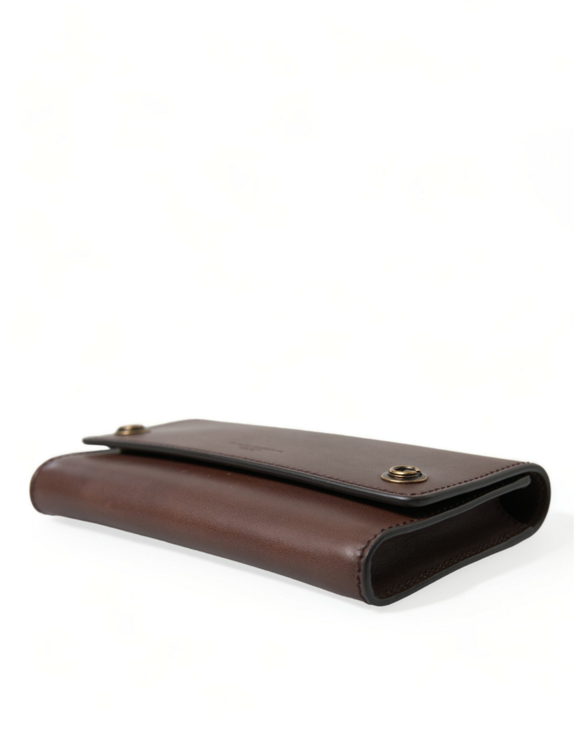 Dolce & Gabbana Chic Brown Leather Shoulder Bag with Gold Detailing - DEA STILOSA MILANO