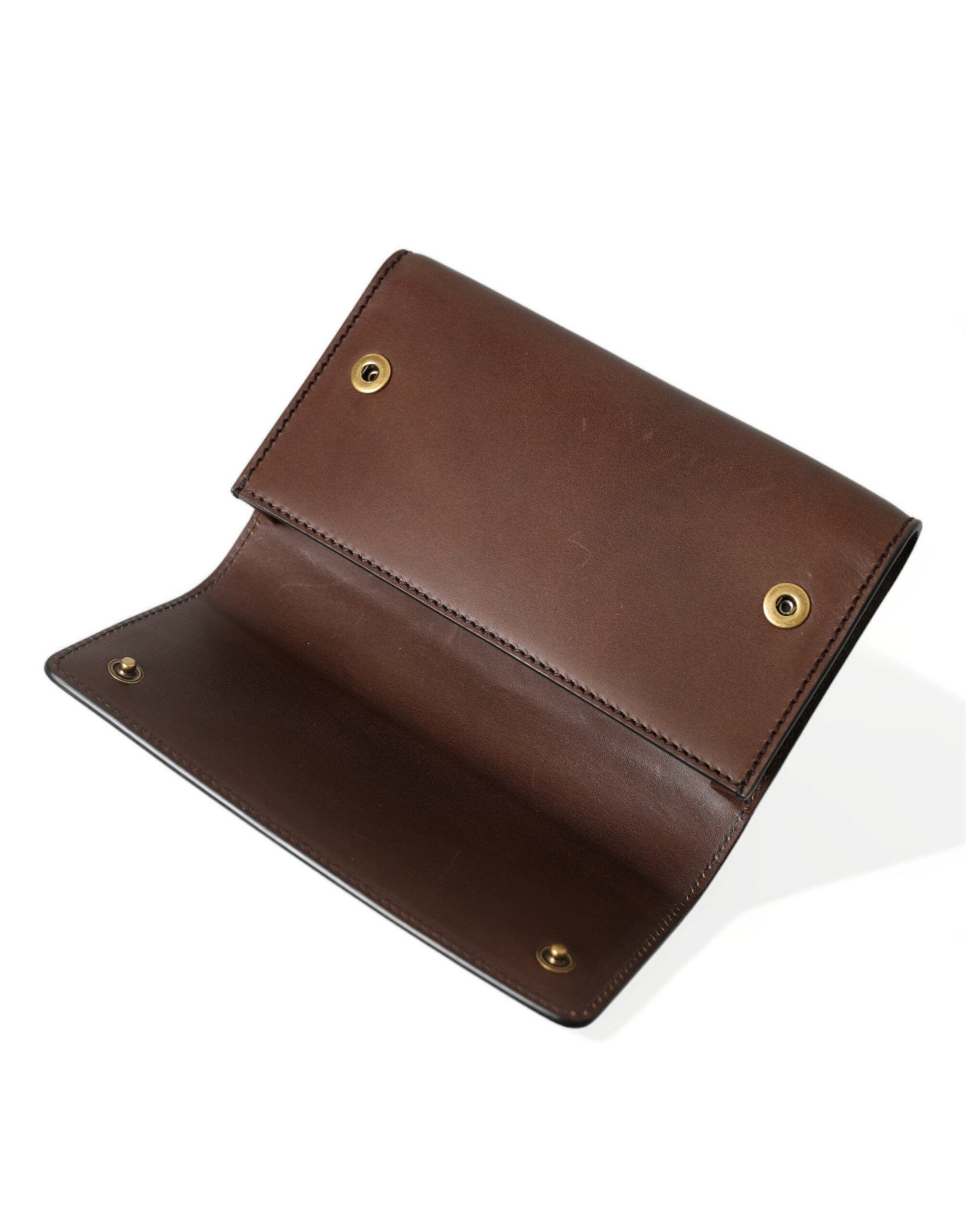 Dolce & Gabbana Chic Brown Leather Shoulder Bag with Gold Detailing - DEA STILOSA MILANO