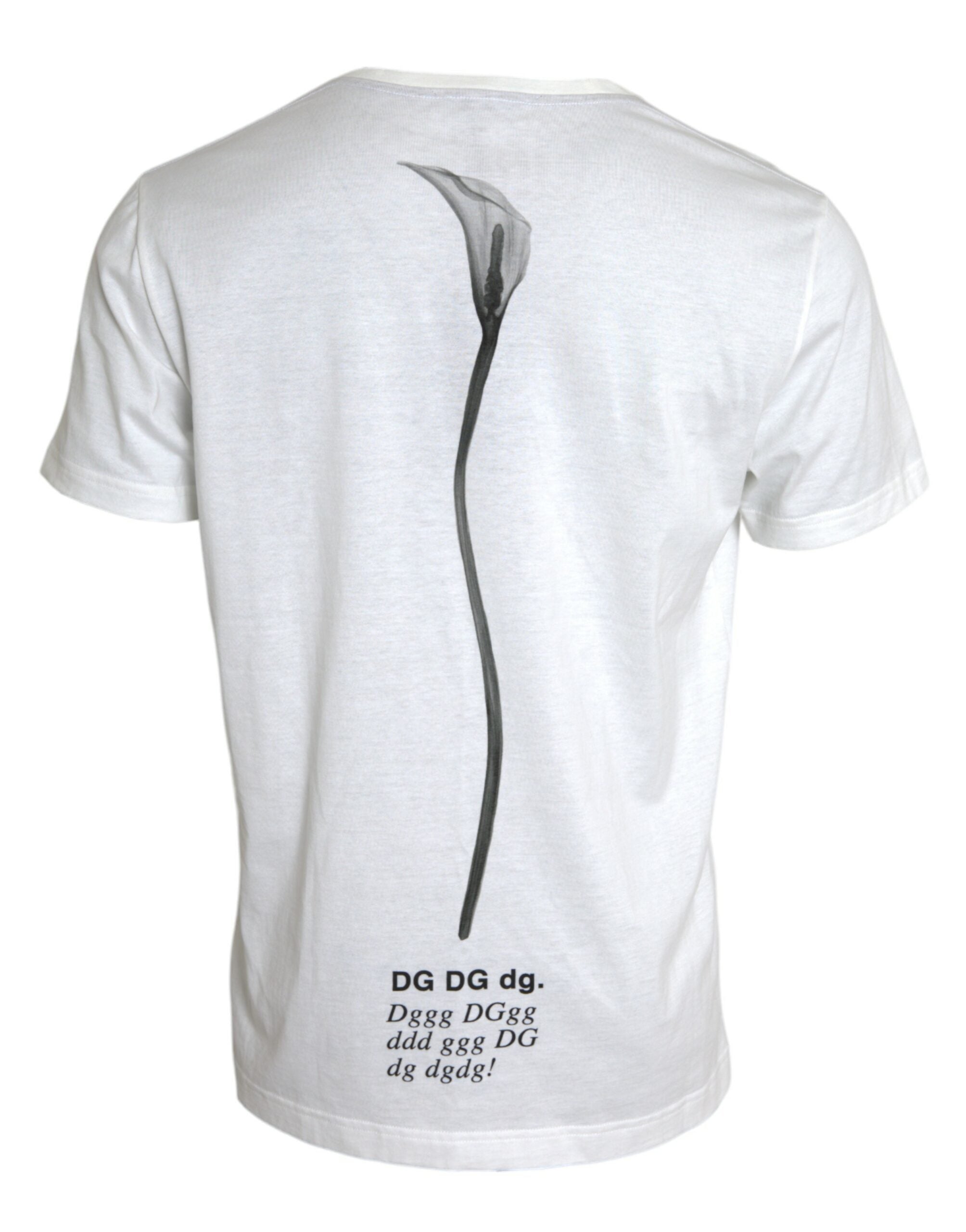Dolce & Gabbana White Floral Print Cotton Crew Neck T-shirt - DEA STILOSA MILANO