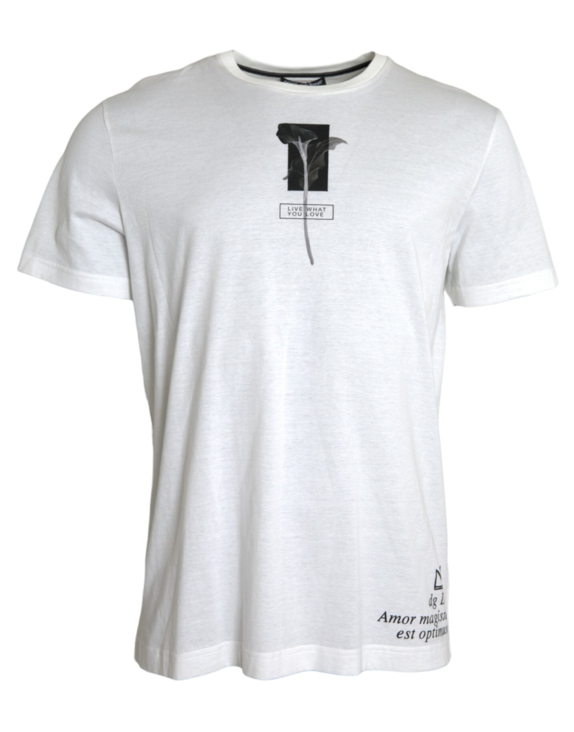 Dolce & Gabbana White Floral Print Cotton Crew Neck T-shirt - DEA STILOSA MILANO