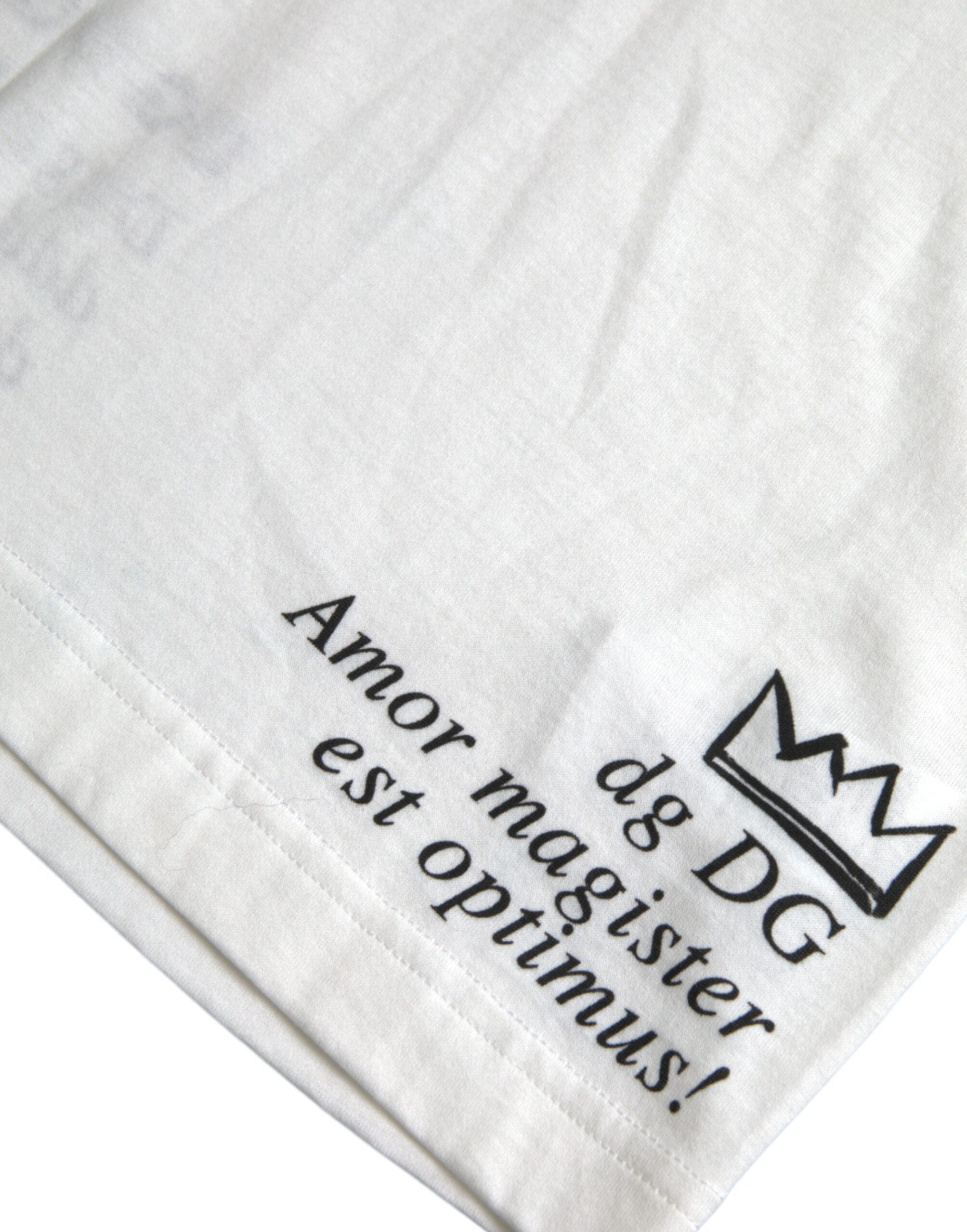 Dolce & Gabbana White Floral Print Cotton Crew Neck T-shirt - DEA STILOSA MILANO