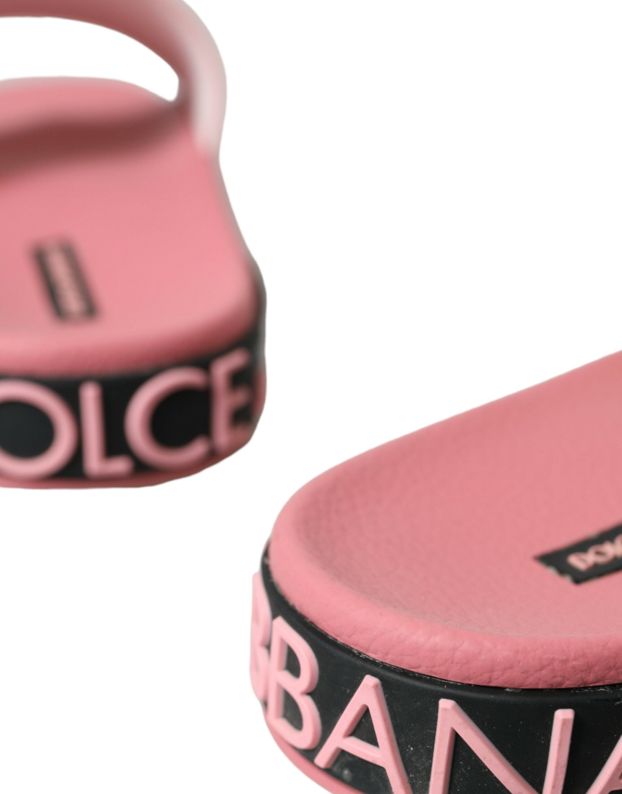 Dolce & Gabbana Pink Leather Slides Beachwear Flats Shoes - DEA STILOSA MILANO